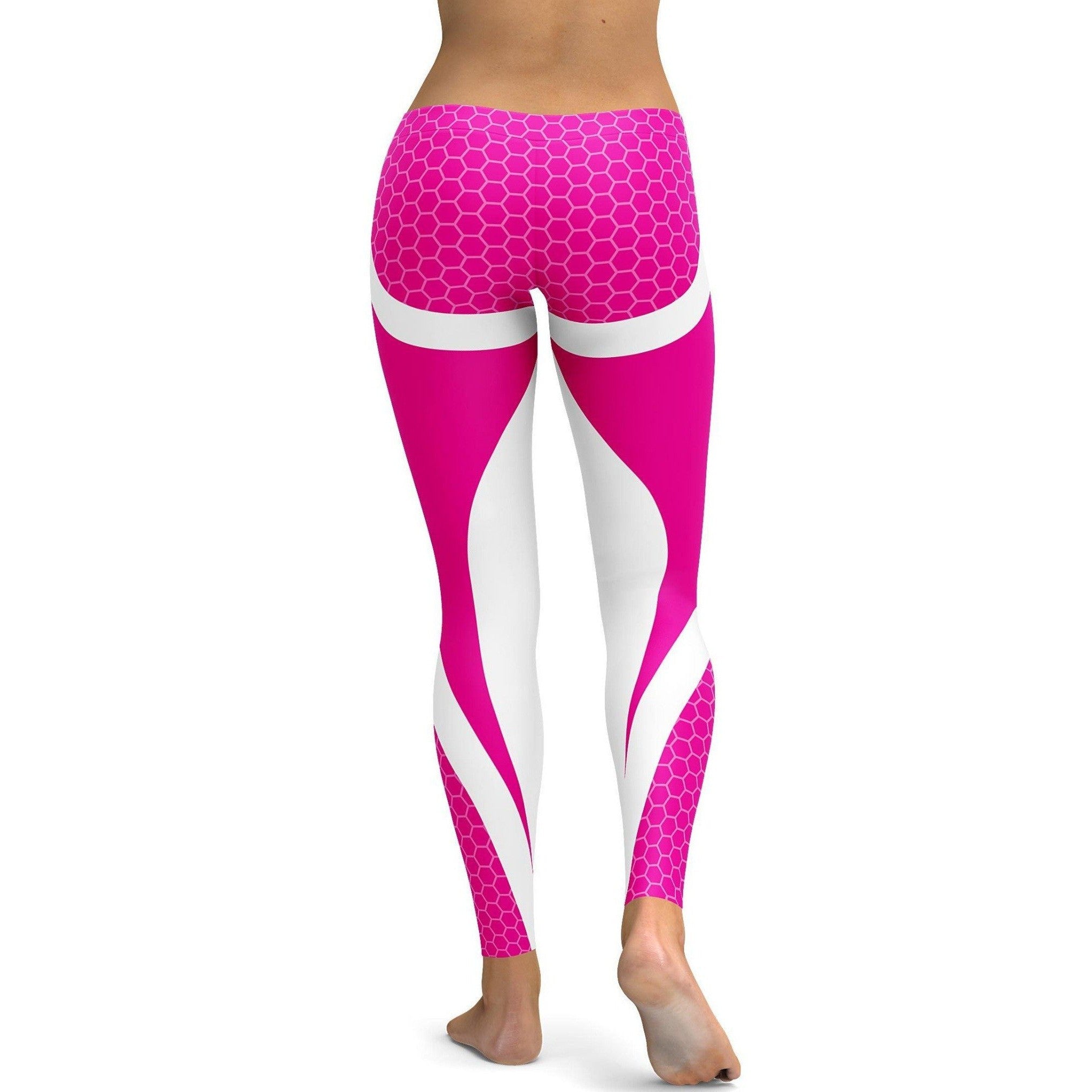 Gearbunch - Pink Honeycomb Carbon White Leggings
