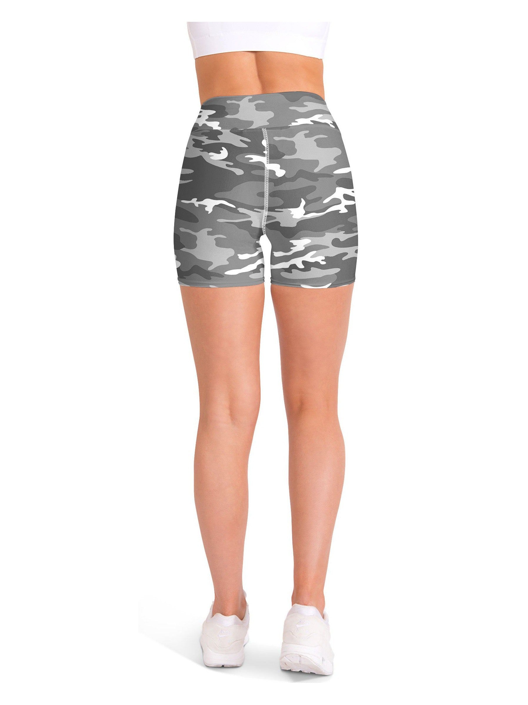 Light Grey Camo Yoga Shorts Gearbunch
