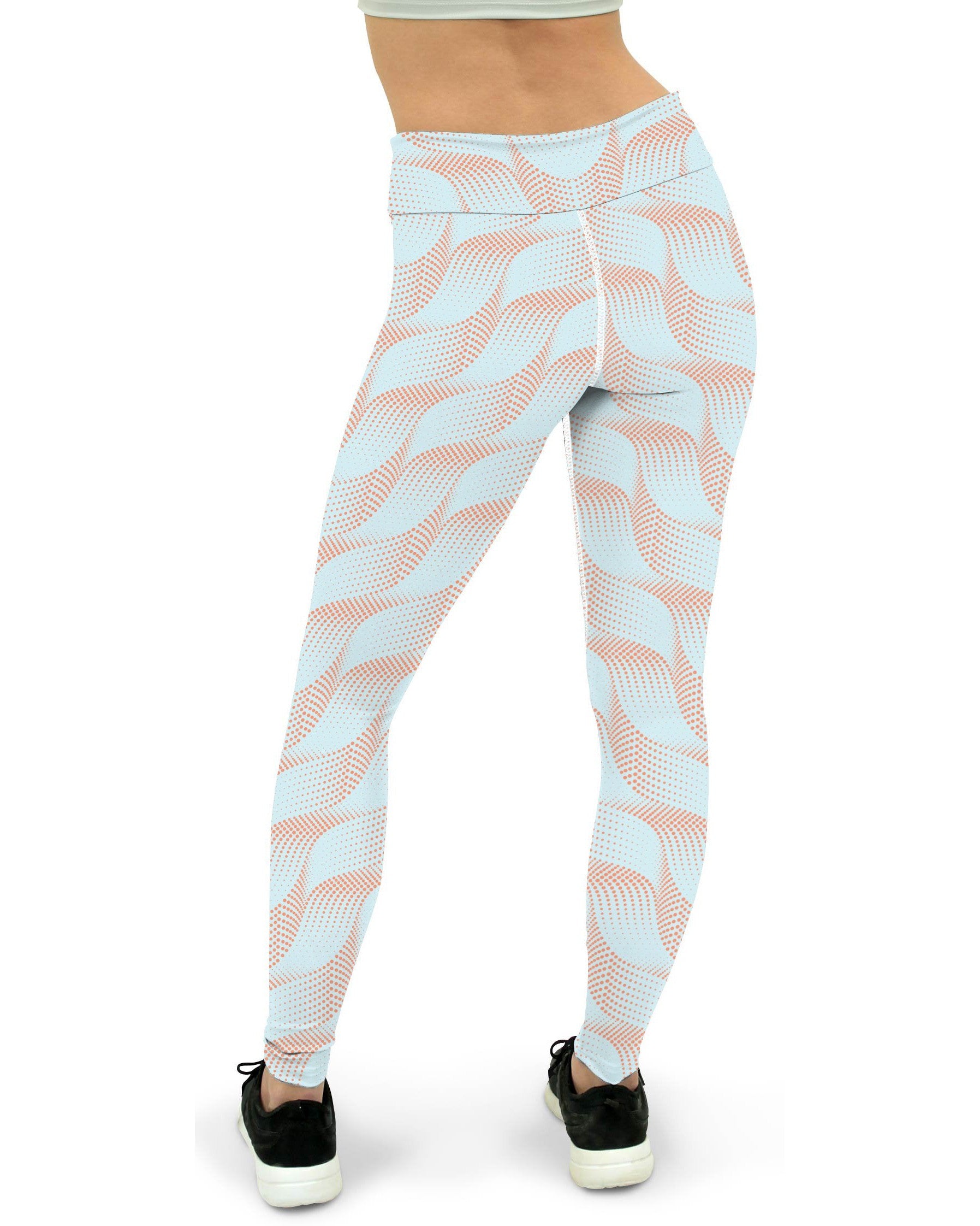 Light Blue & Apricot Wave Yoga Pants Gearbunch