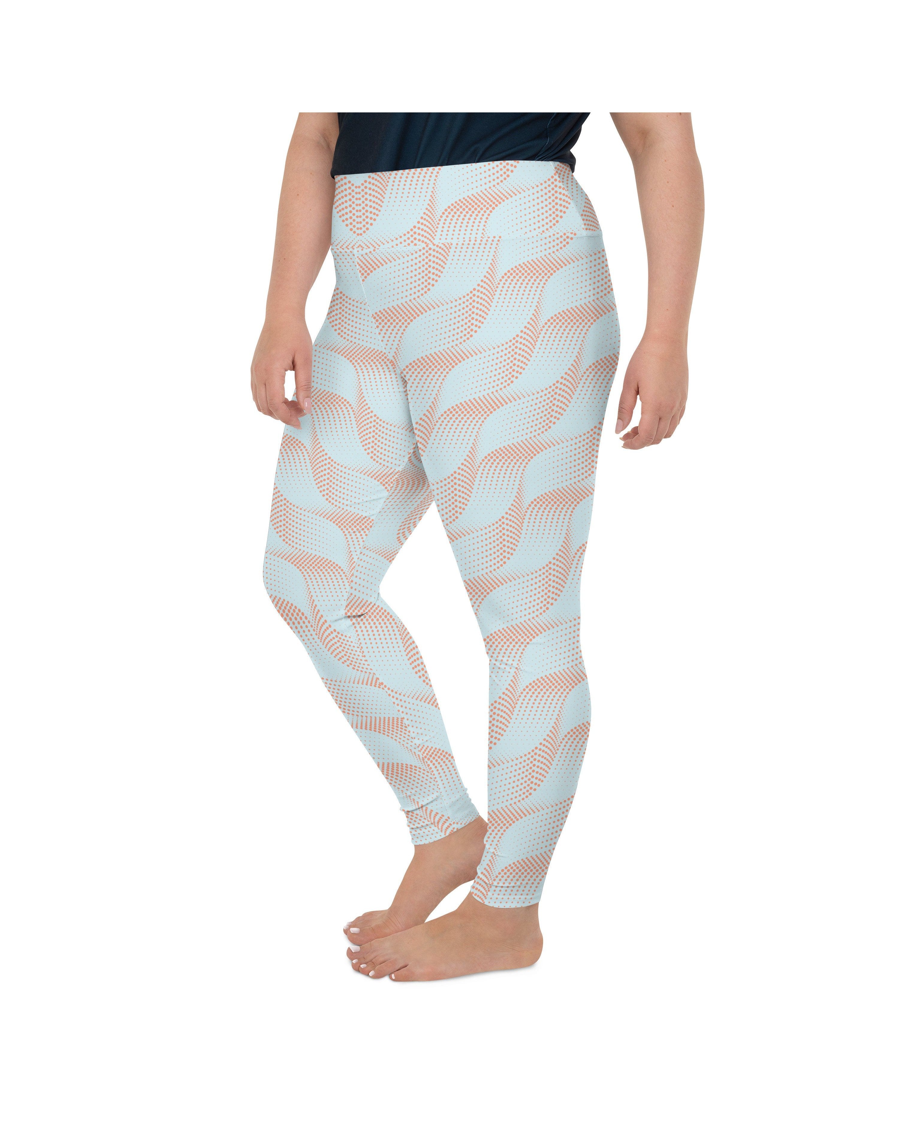Light Blue & Apricot Wave Plus Size Leggings Gearbunch