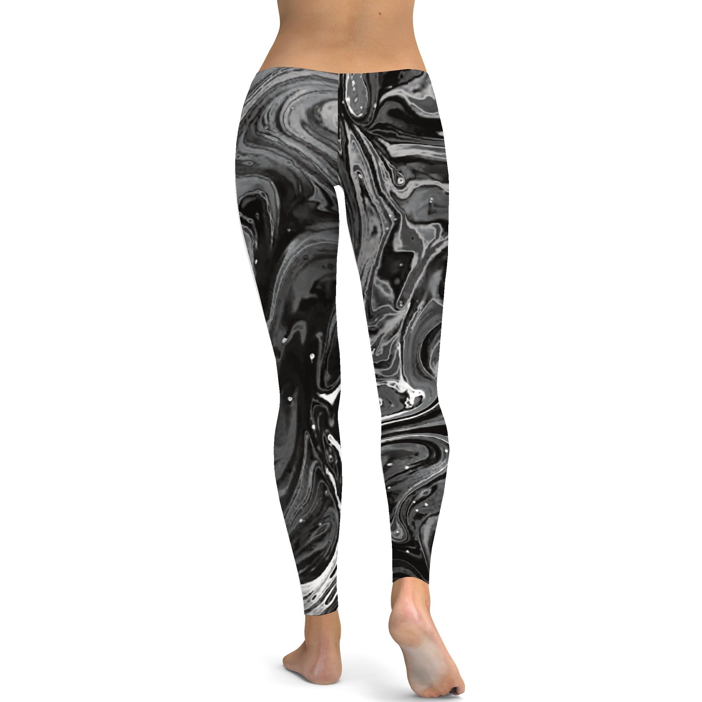 Womens Workout Yoga Grey Swirl Leggings Grey/White | Gearbunch.com