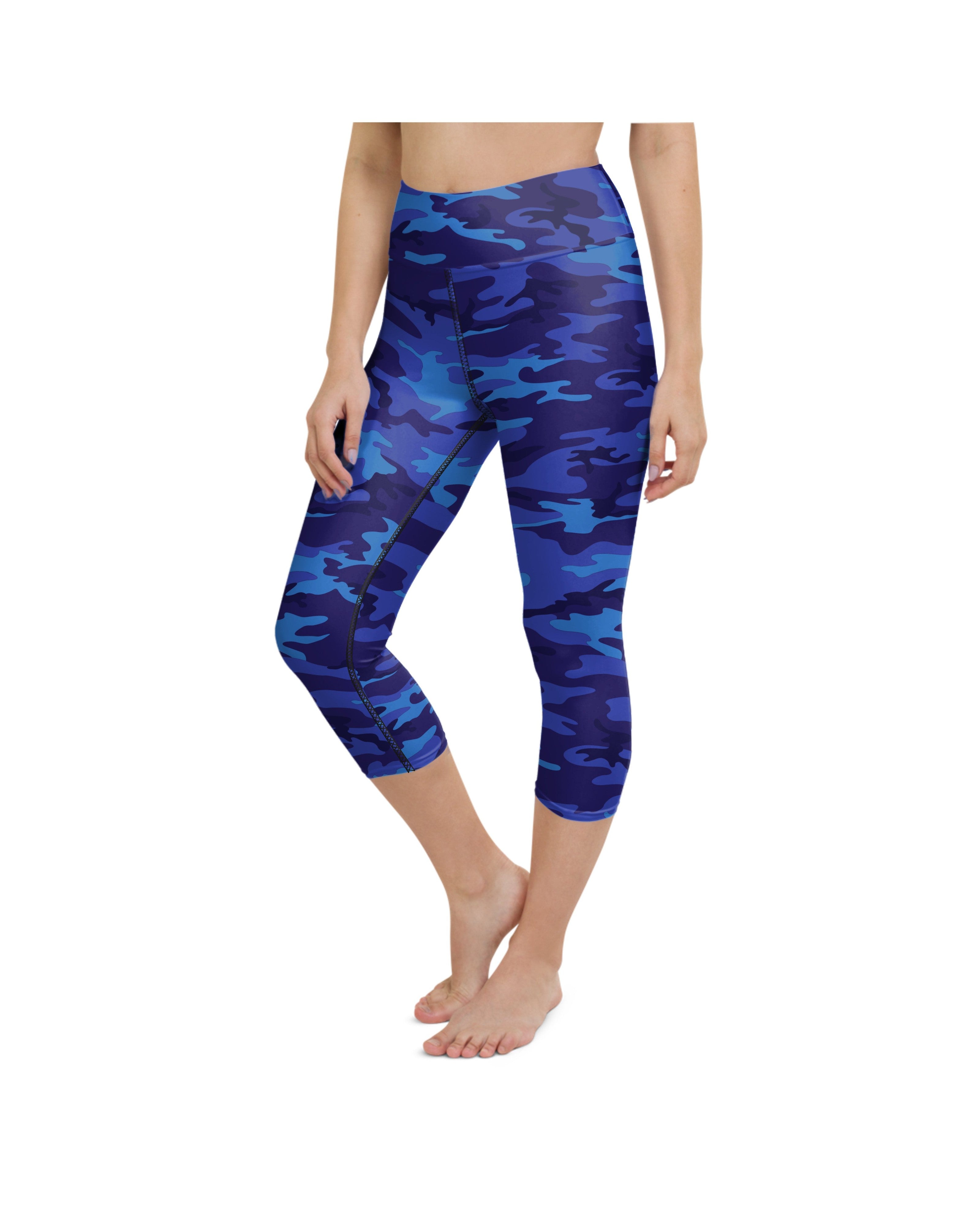 Blue Camo Yoga Capris Gearbunch