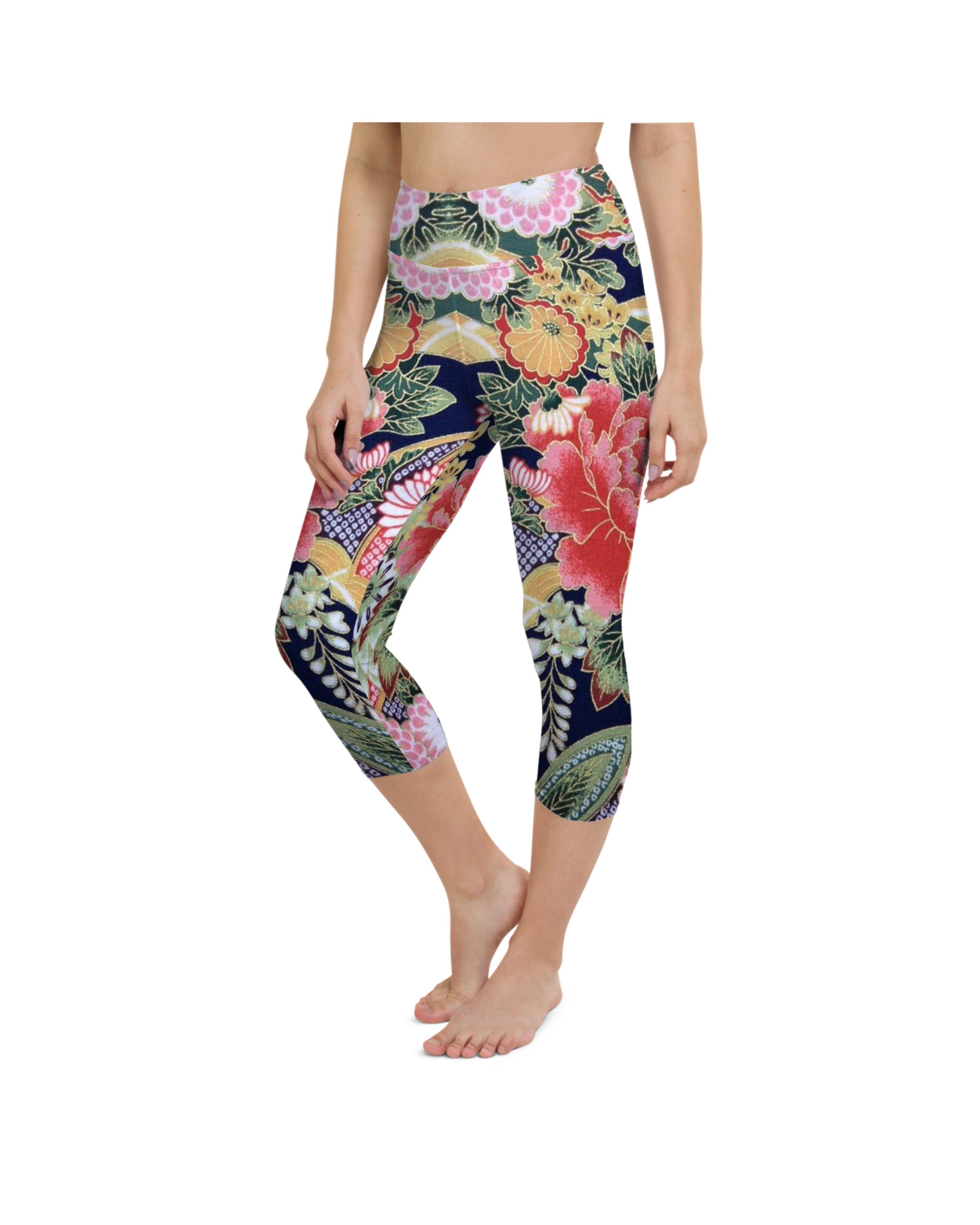 Oriental Floral Yoga Capris | GearBunch