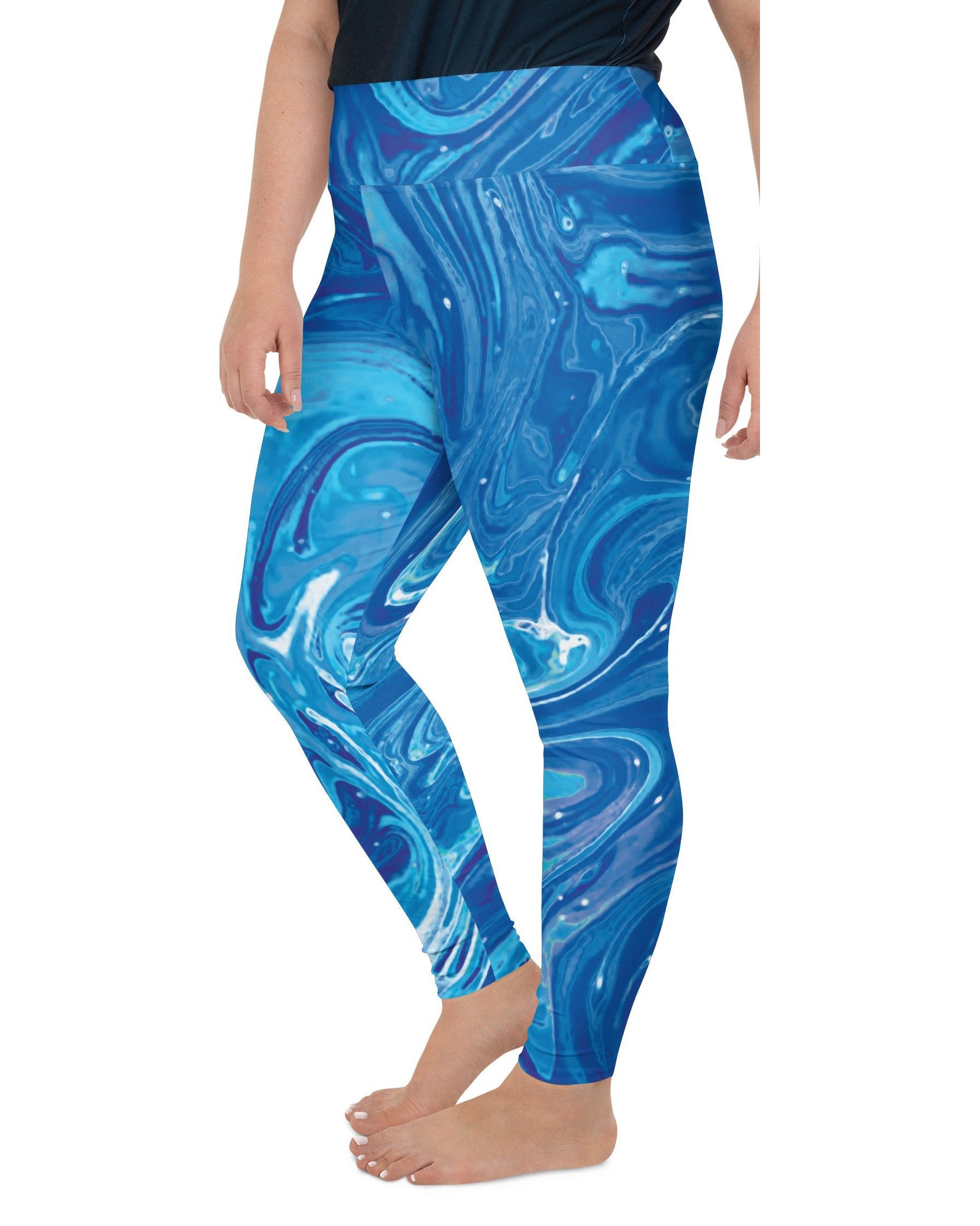 Blue Swirl Plus Size Leggings Gearbunch