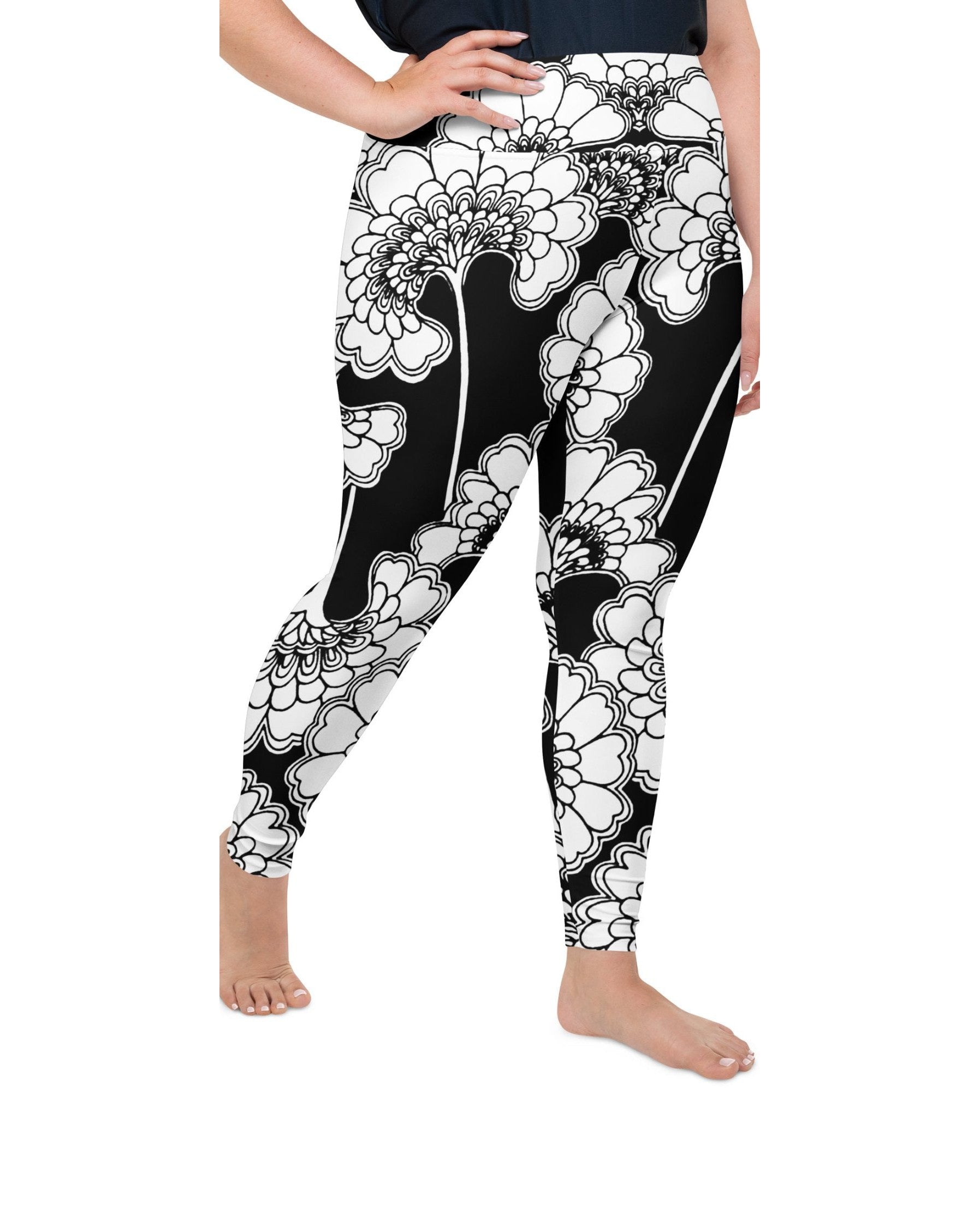 Japanese Floral Plus Size Leggings | GearBunch