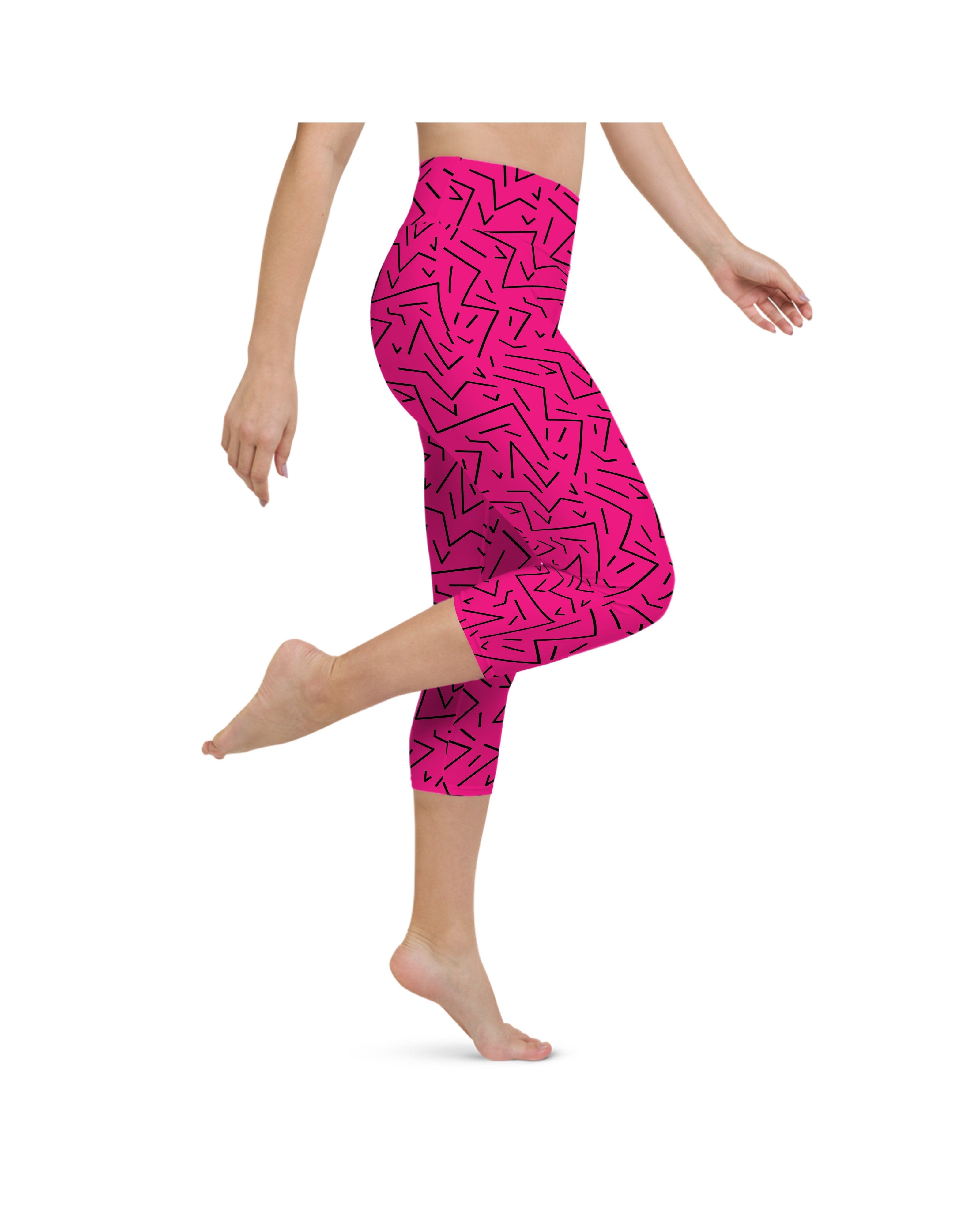 Pink Black Line Yoga Capris Gearbunch