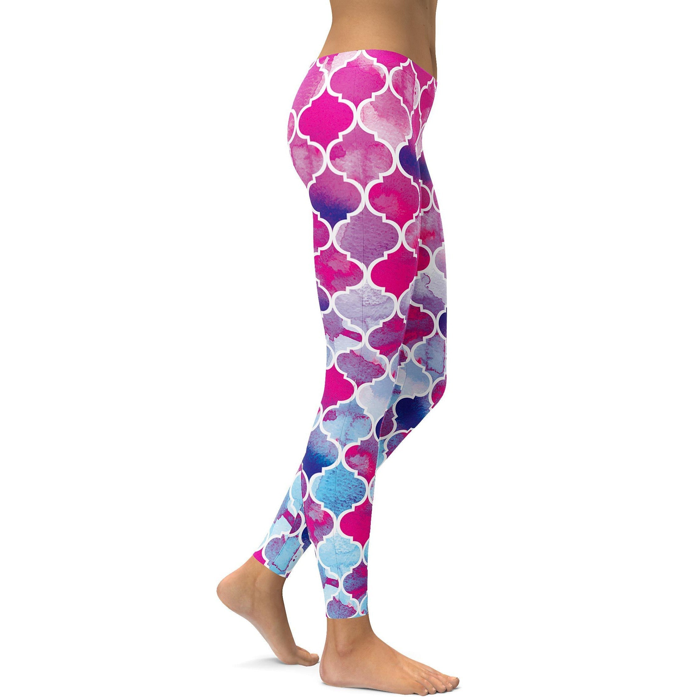Pink & Blue Arabic Pattern Leggings