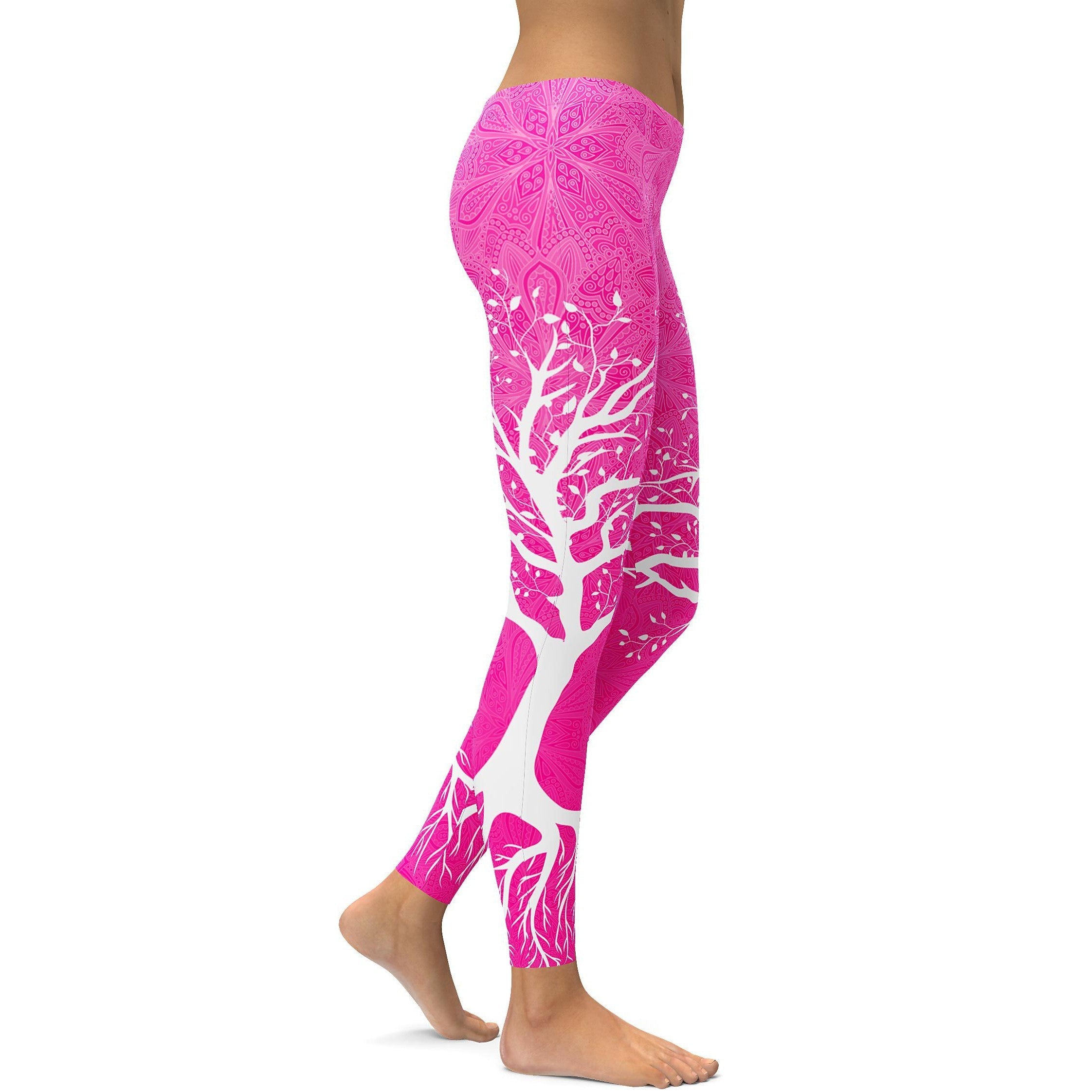 Hot Pink Tree of Life Leggings - GearBunch Leggings / Yoga Pants
