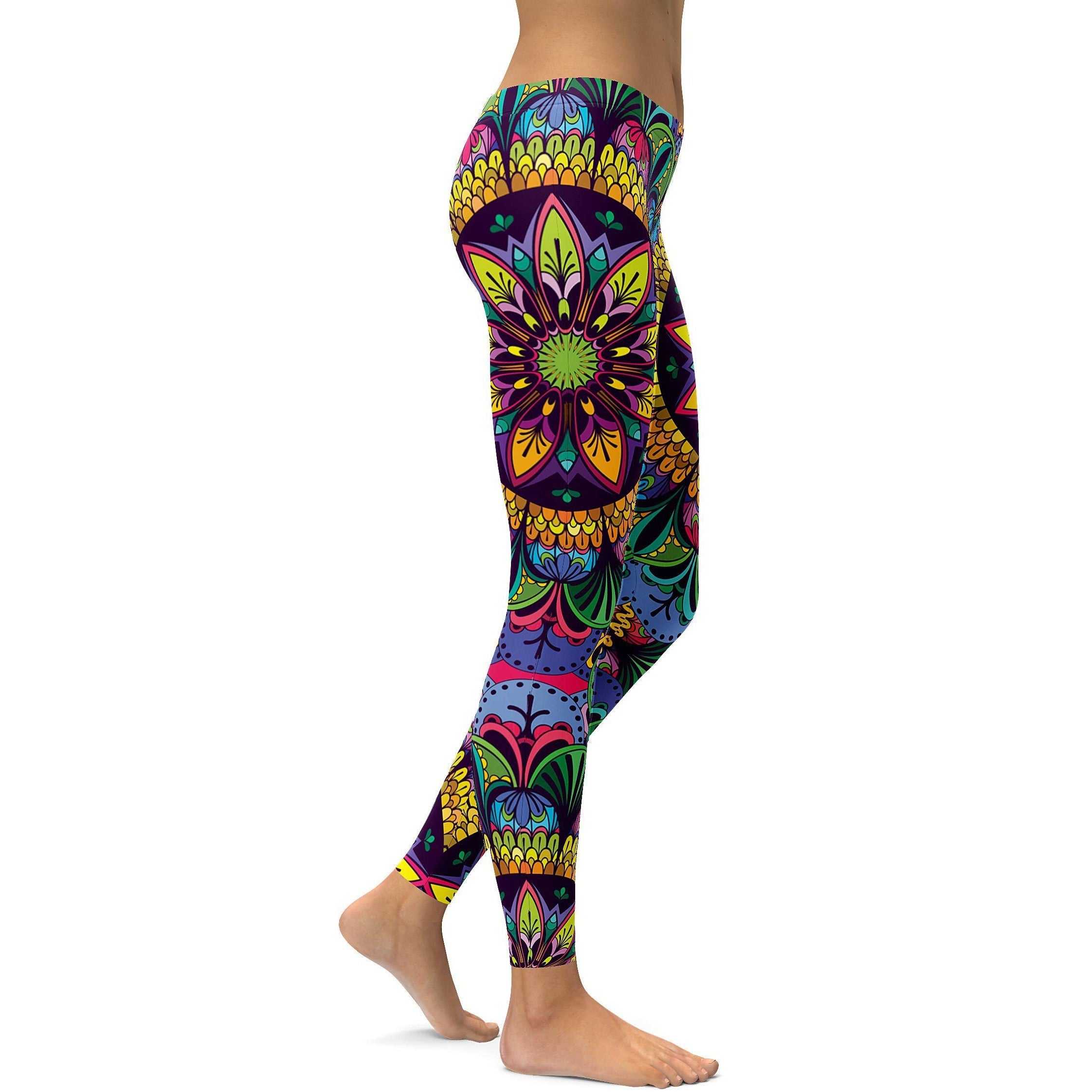 Colorful Yellow Mandala Leggings - GearBunch Leggings / Yoga Pants