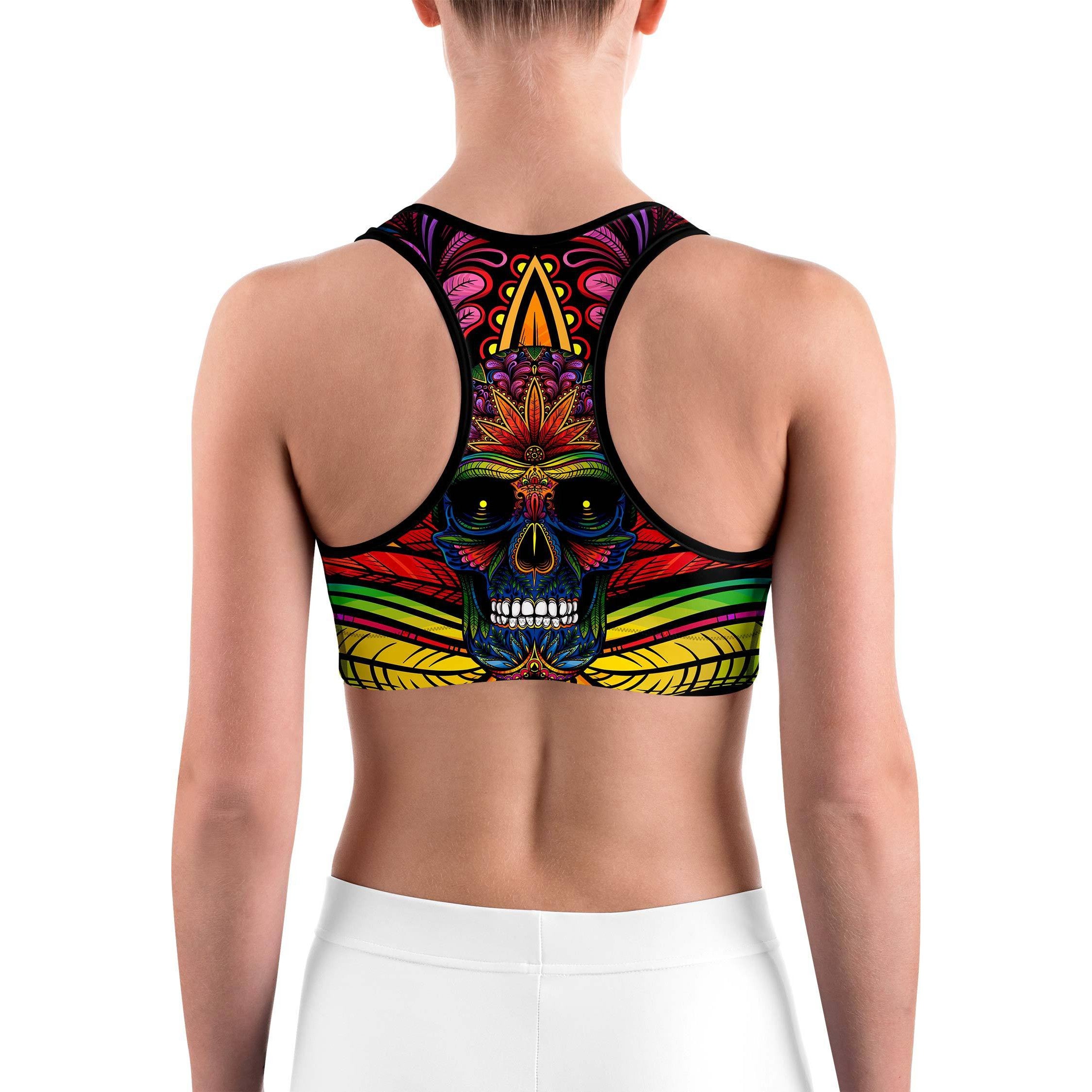 EDM - Rainbow Rave Skull Sports bra