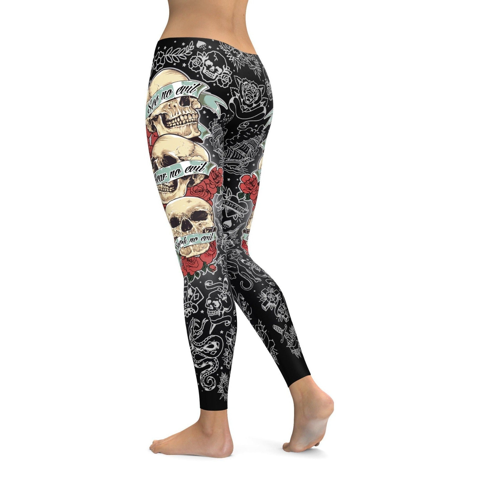 See no evil, Hear no evil, Speak no evil Black Leggings | GearBunch