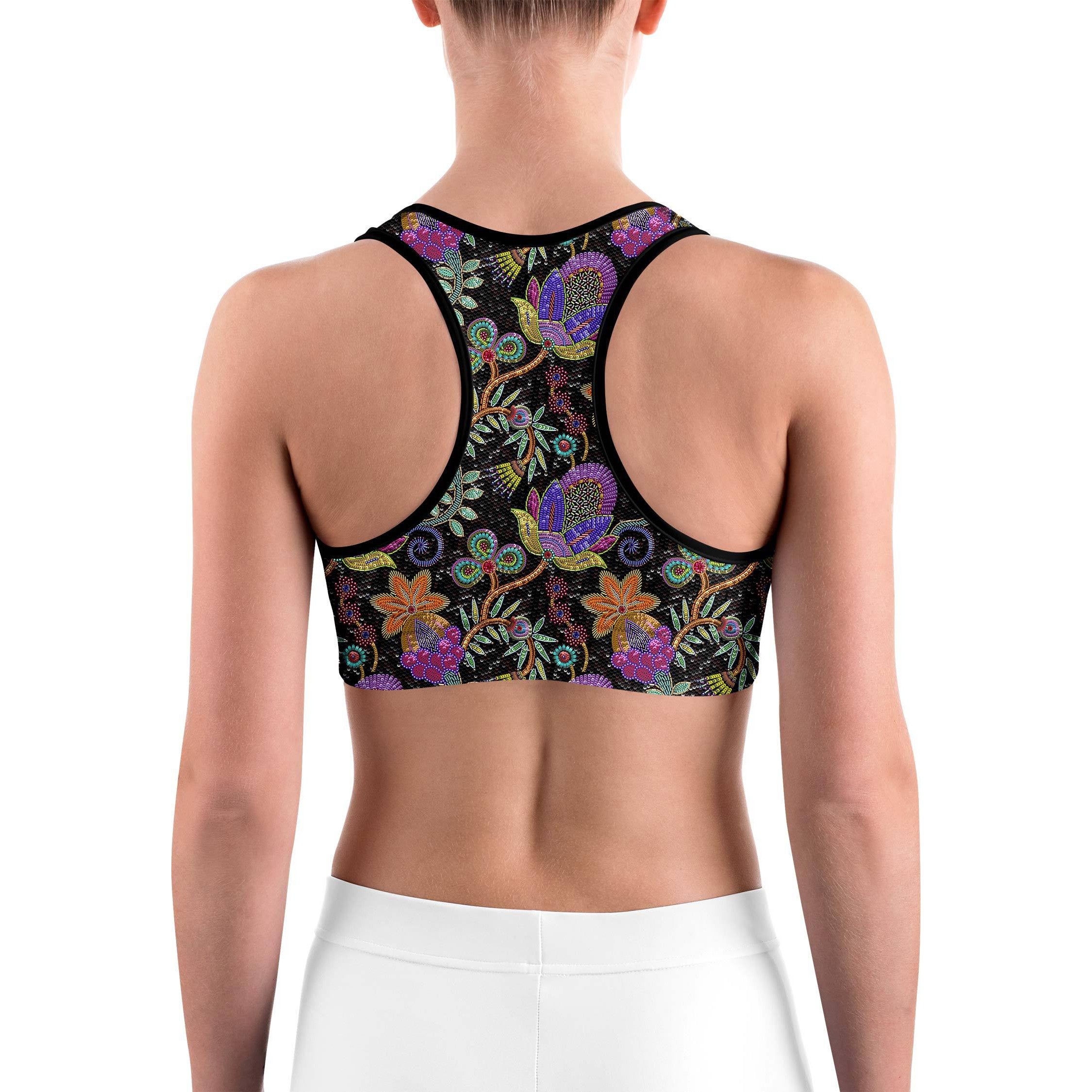 Faux Paillette Flower Sports bra