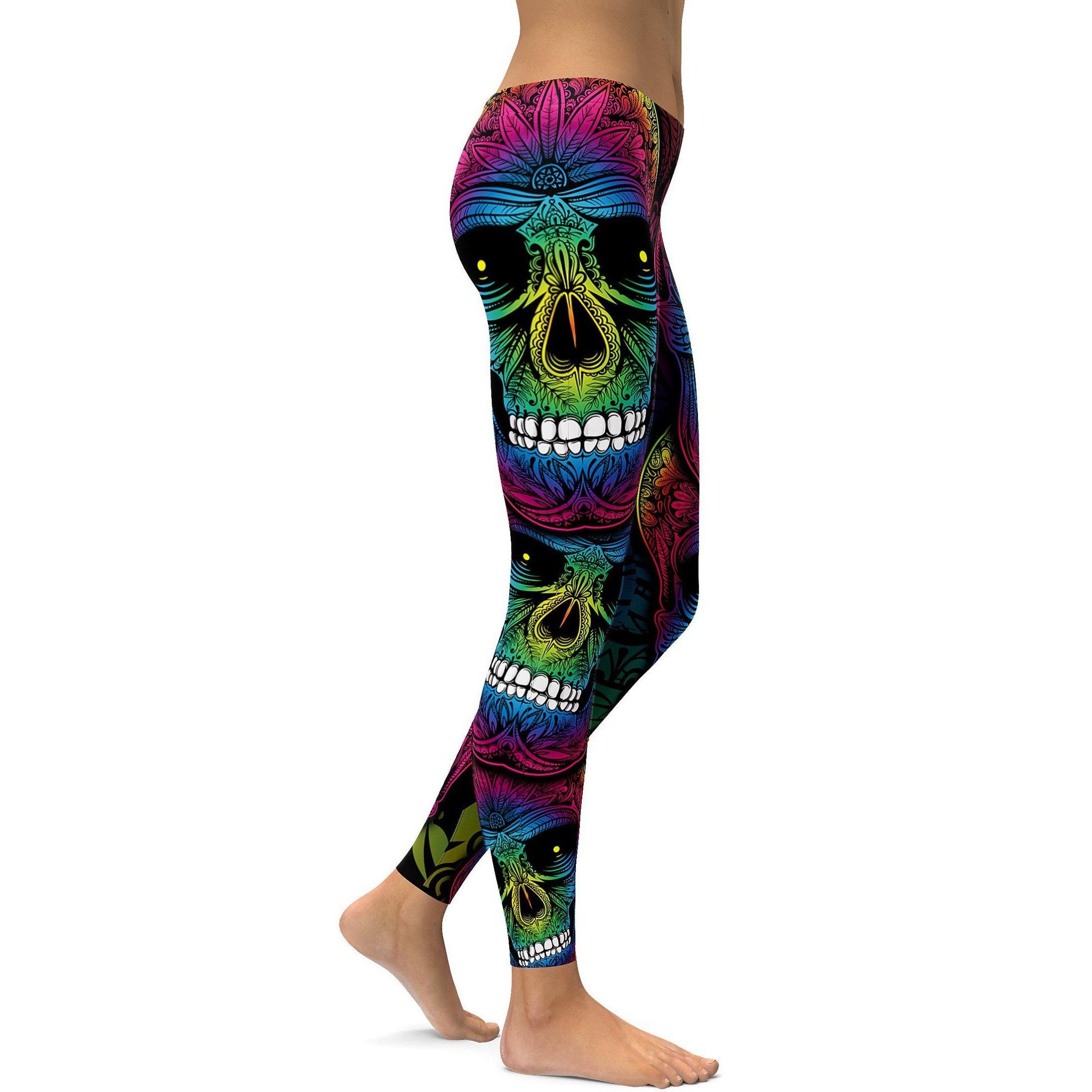 Rainbow Skull Leggings - GearBunch Leggings / Yoga Pants