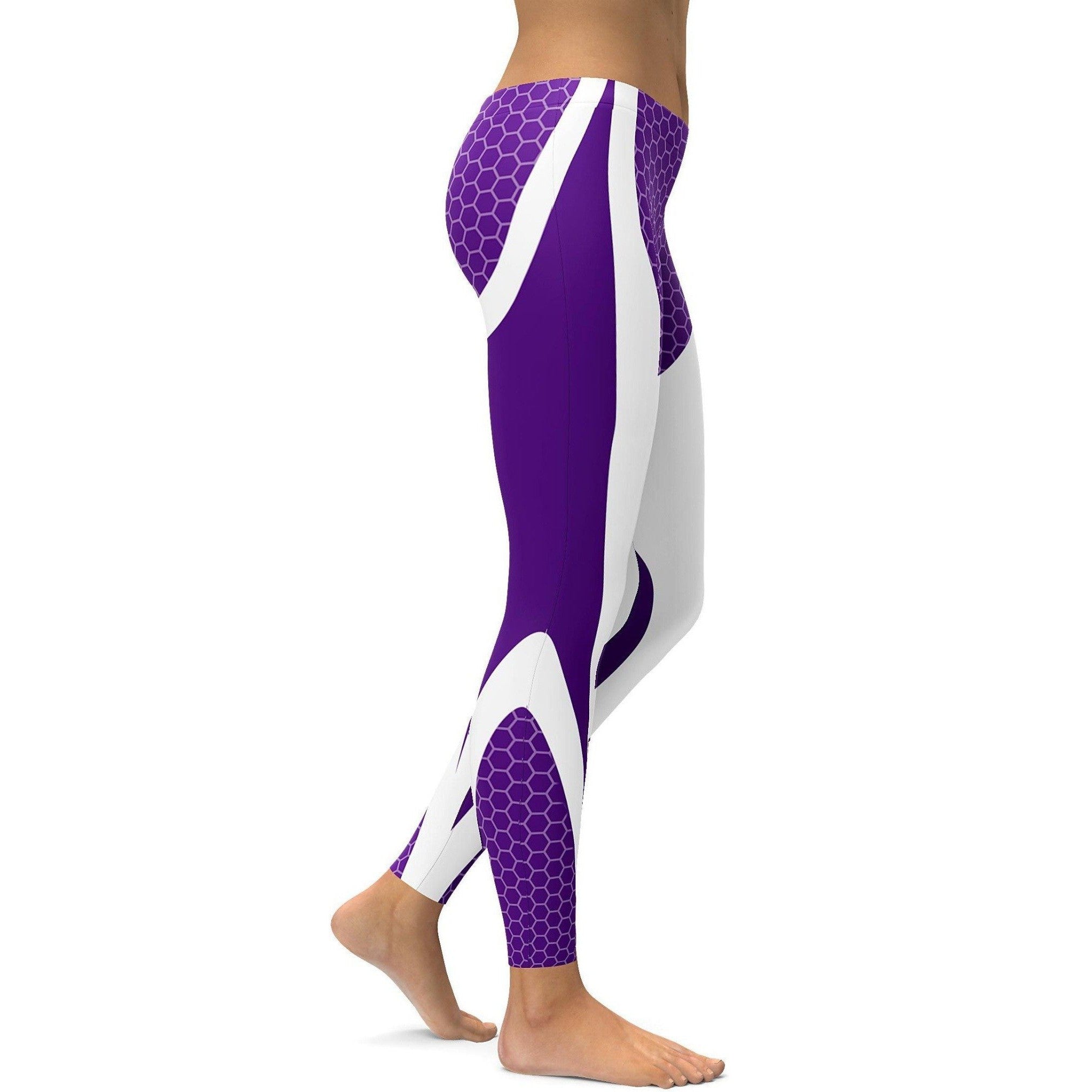 Gearbunch | Purple Honeycomb Carbon White Leggings
