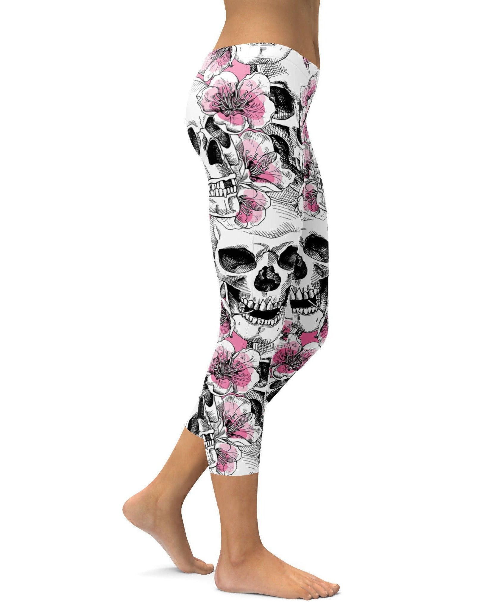 Gearbunch | Pink Floral Skulls Capris