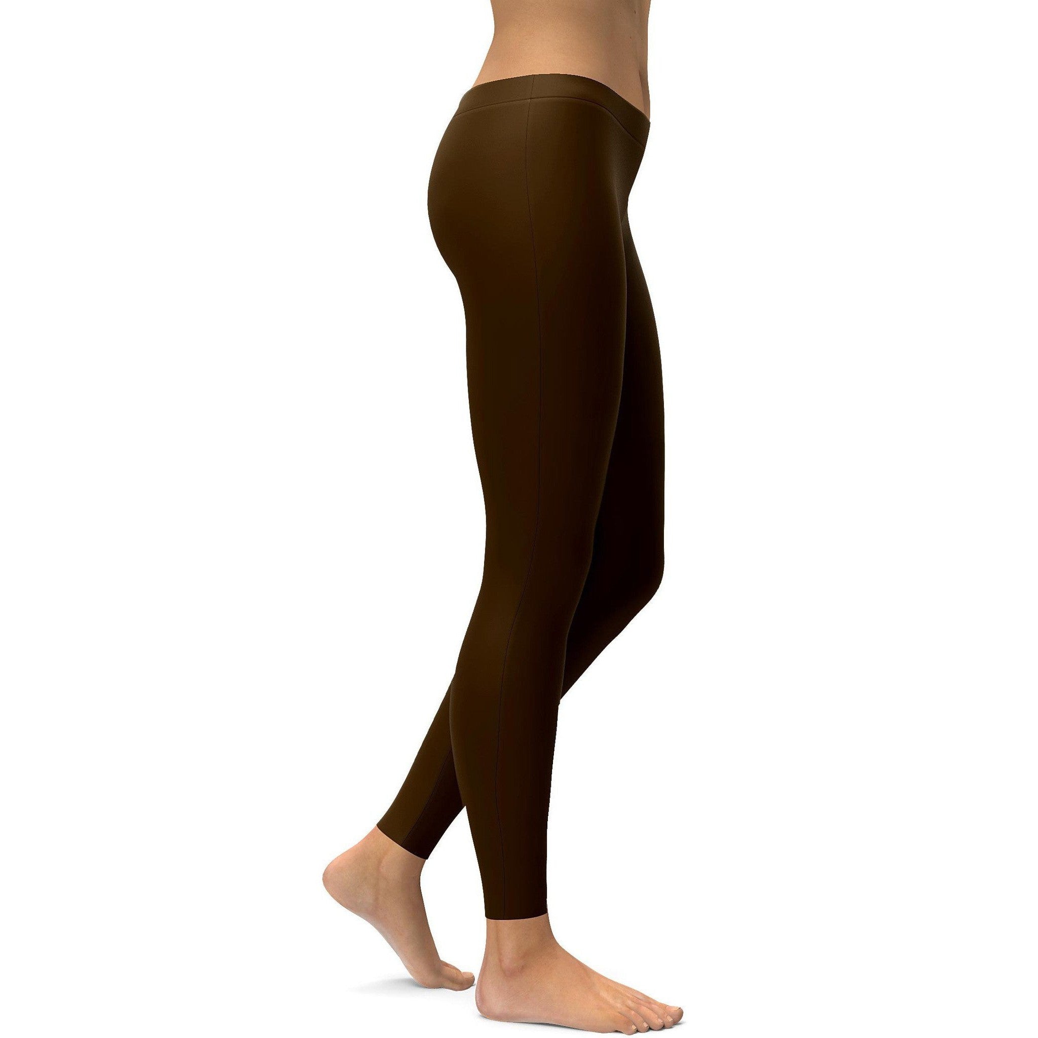 Solid Chocolate Brown Leggings - GearBunch Leggings / Yoga Pants