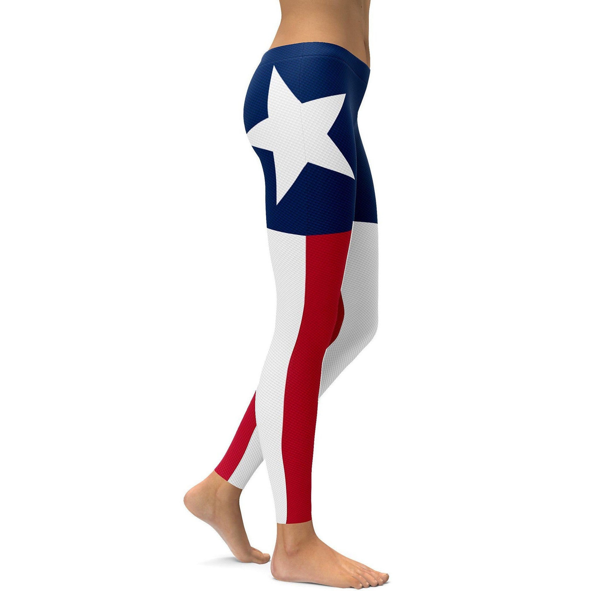 Faux Carbon Texas Flag Leggings - GearBunch Leggings / Yoga Pants