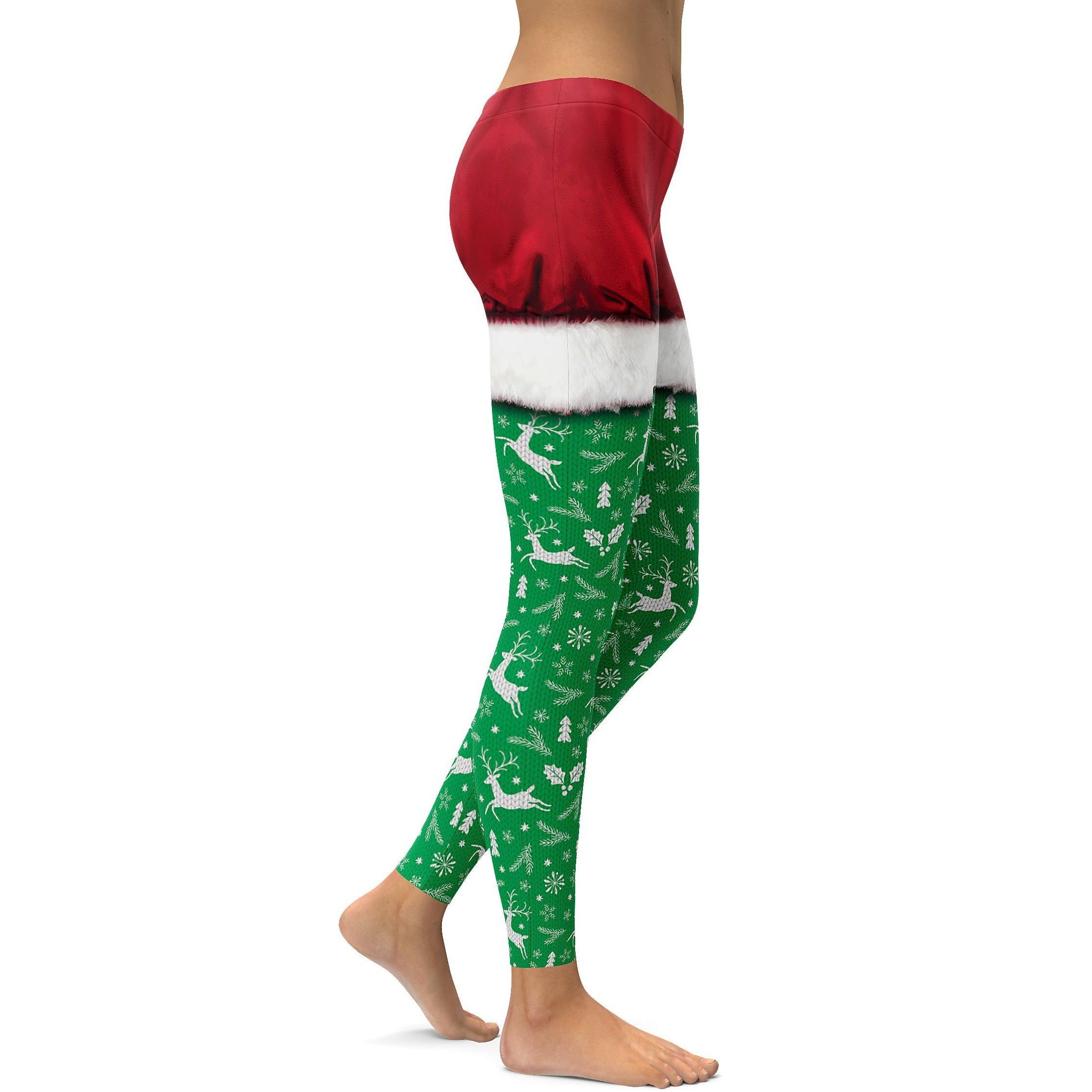 Christmas Shorts & Reindeer Pattern Leggings - GearBunch Leggings / Yoga Pants