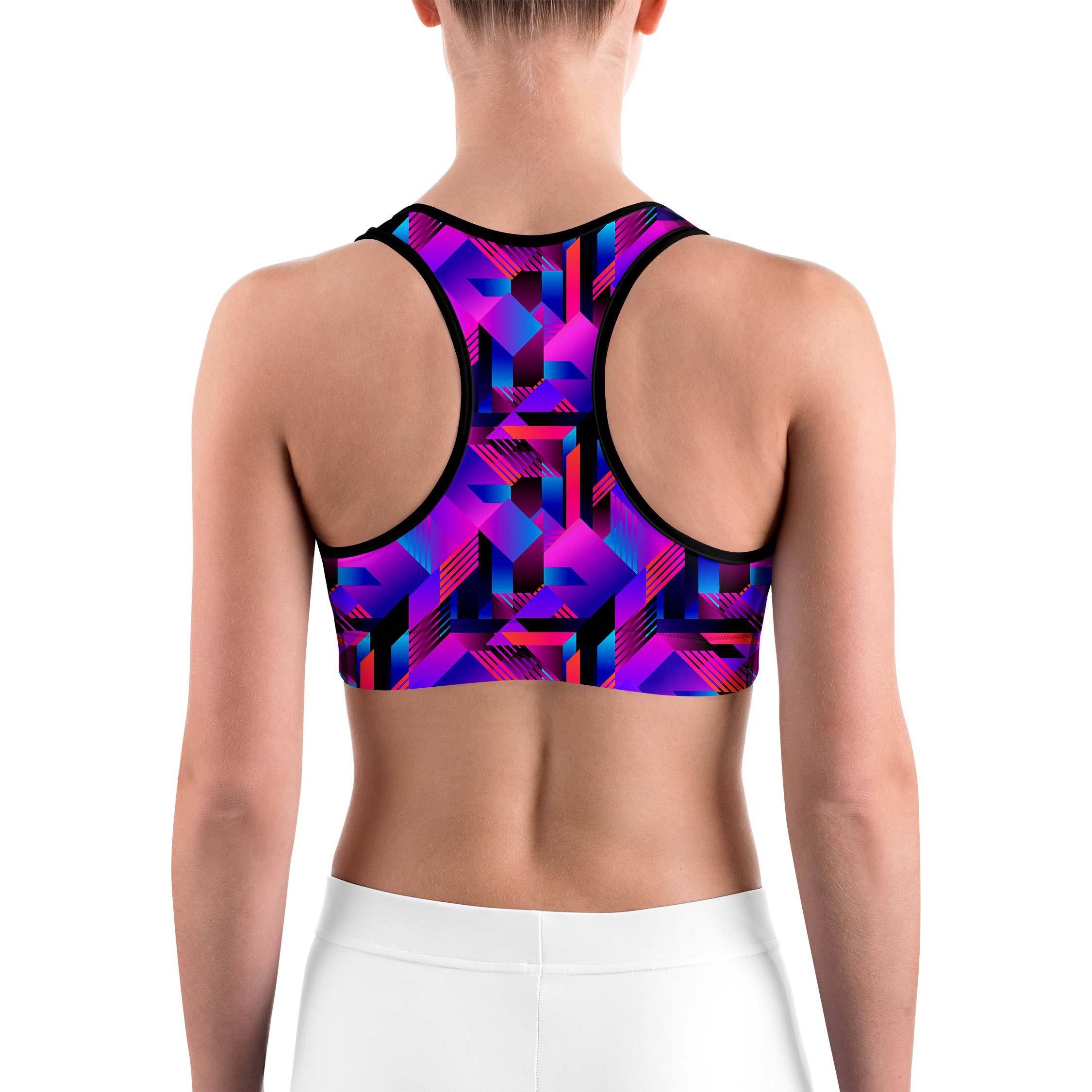 Pink and Purple Colorblock Sports bra