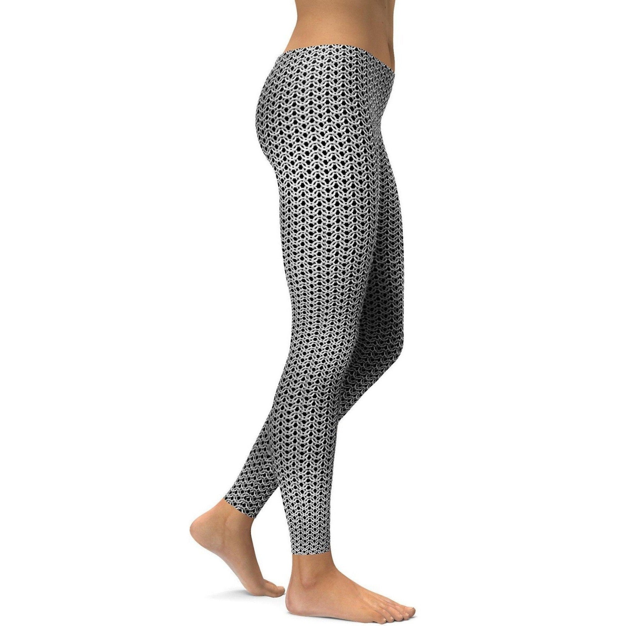 Womens squat proof and super elastic waistband Knight's Chain mail Leggings