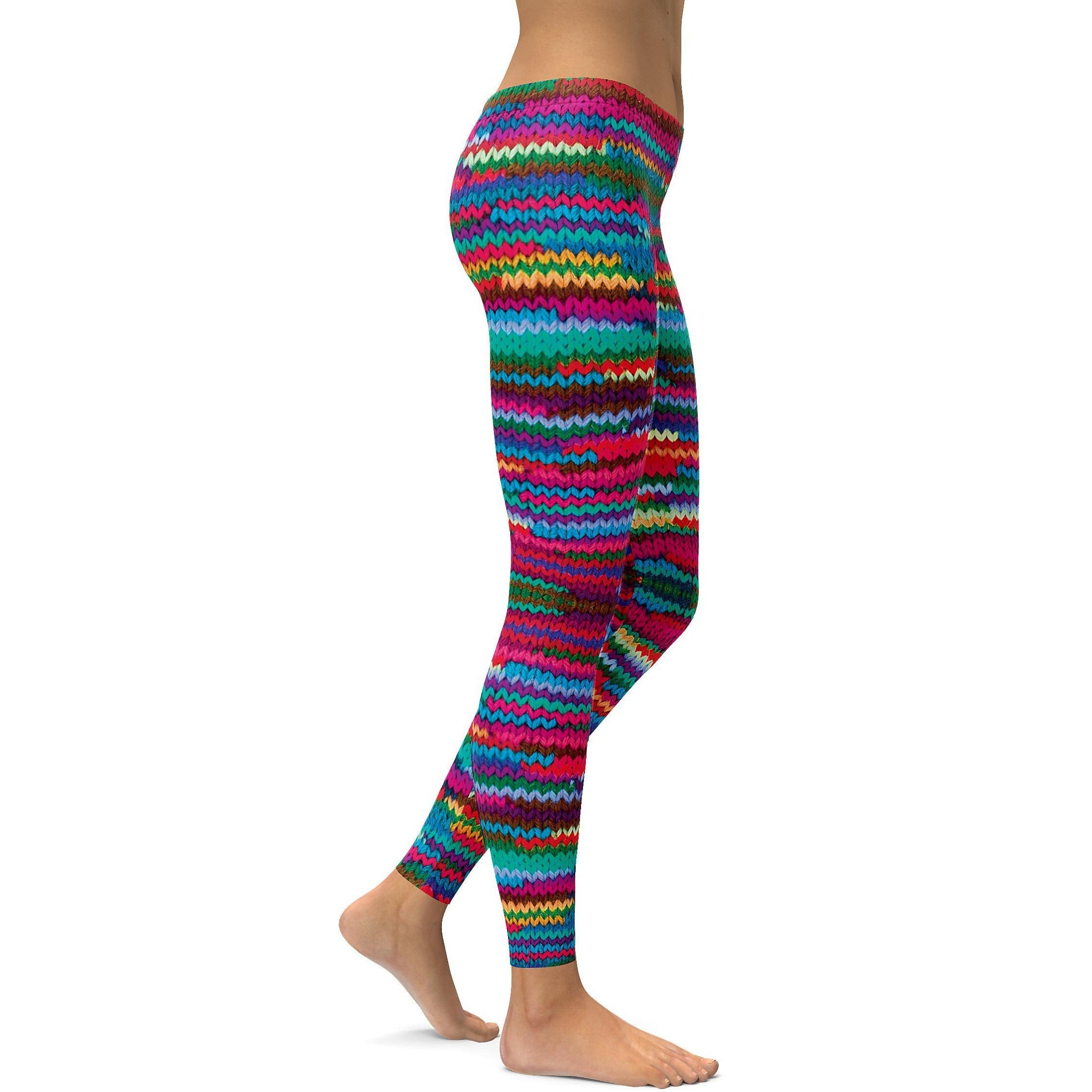 Bright Knitted Pattern Leggings | GearBunch