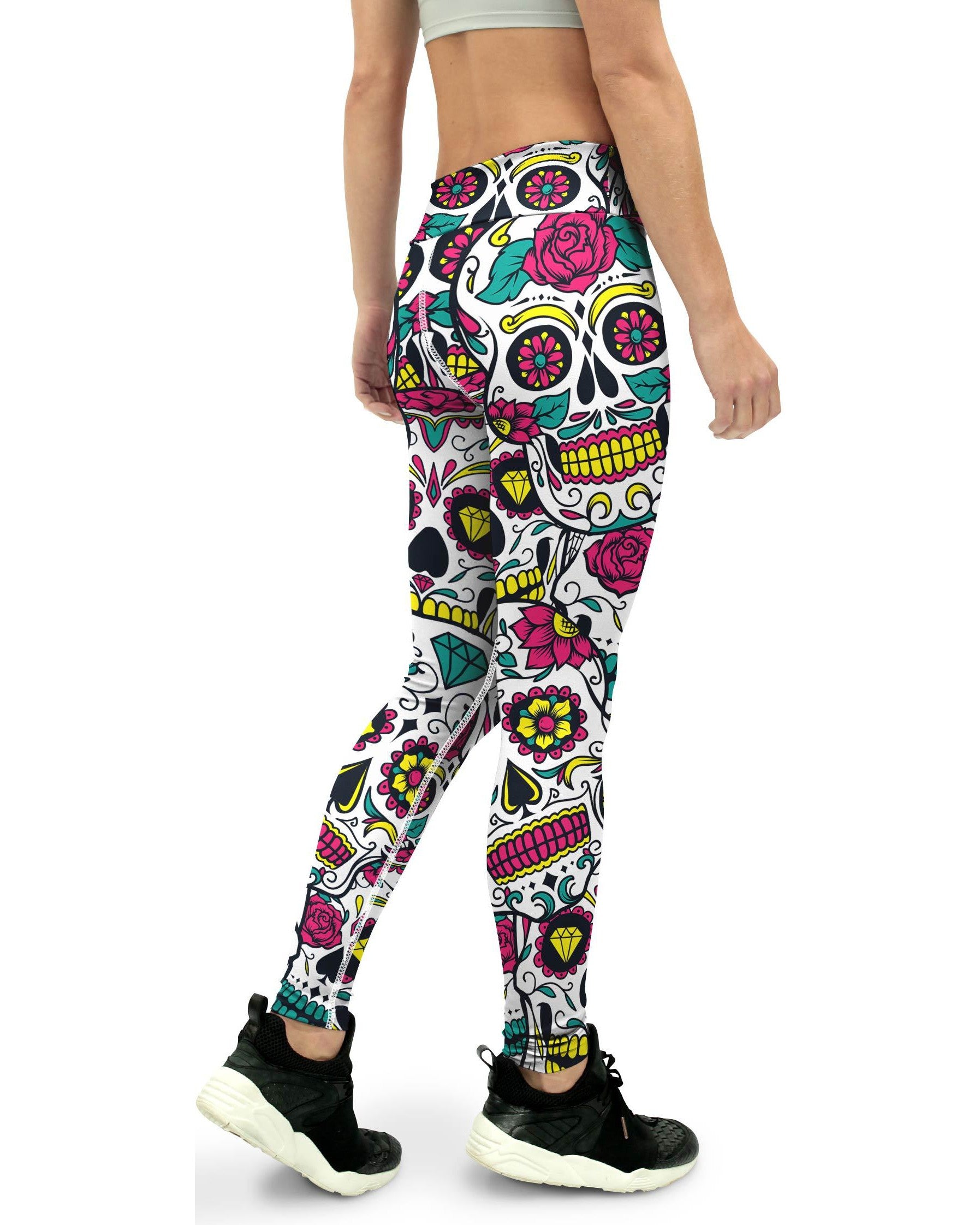 Colorful Sugar Skull Yoga Pants | GearBunch