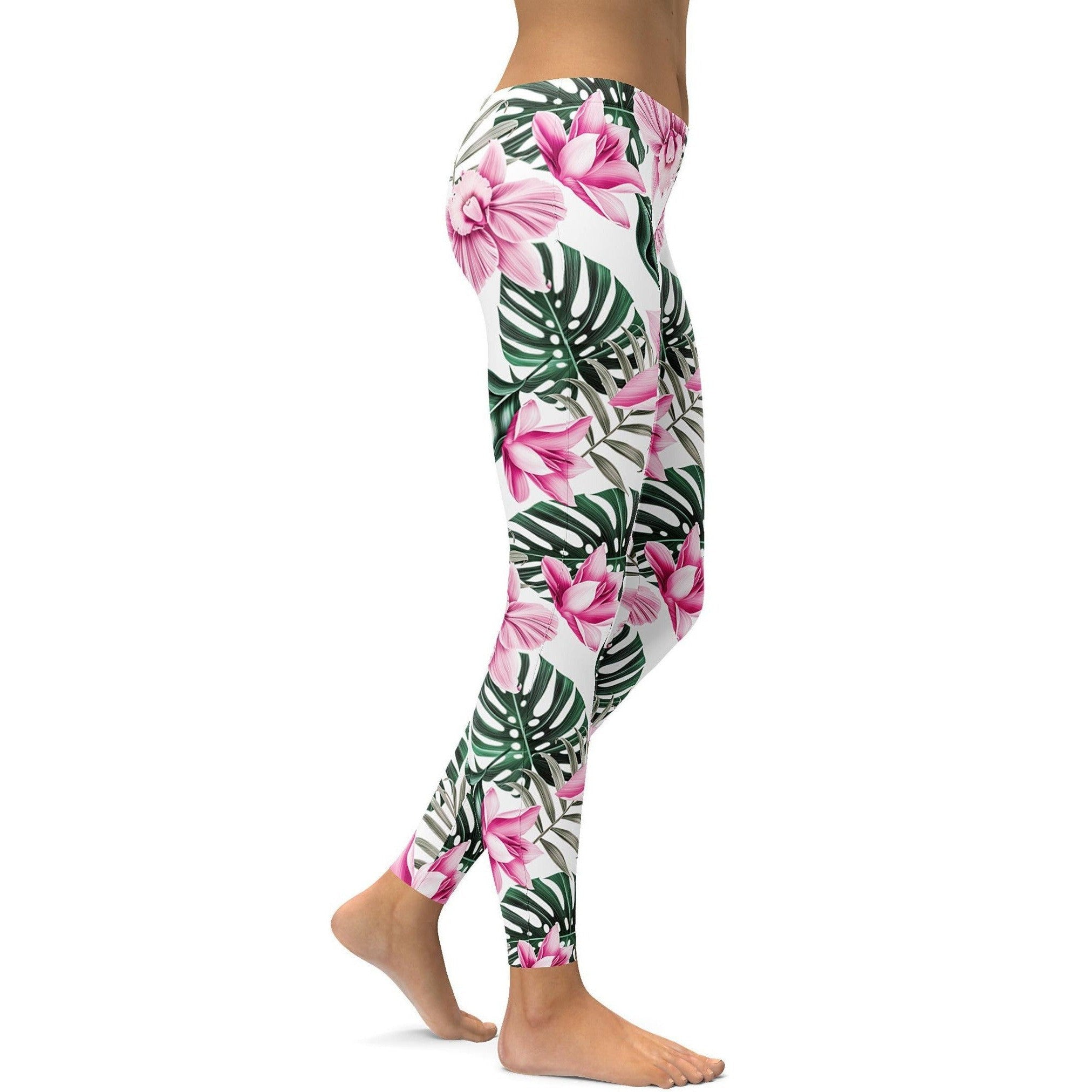 Gearbunch | Tropical Floral White Leggings