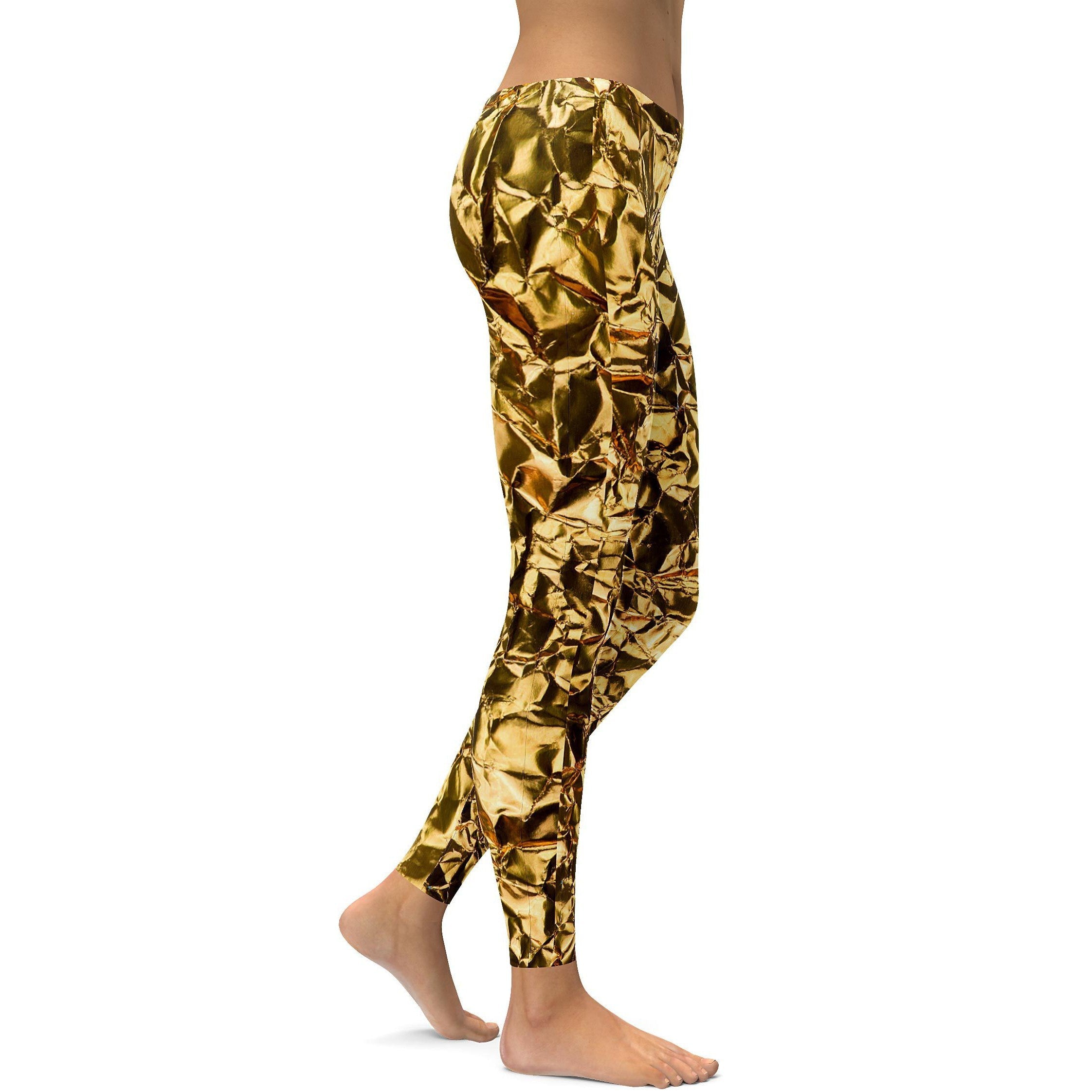 Wrinkled Gold Leggings | GearBunch