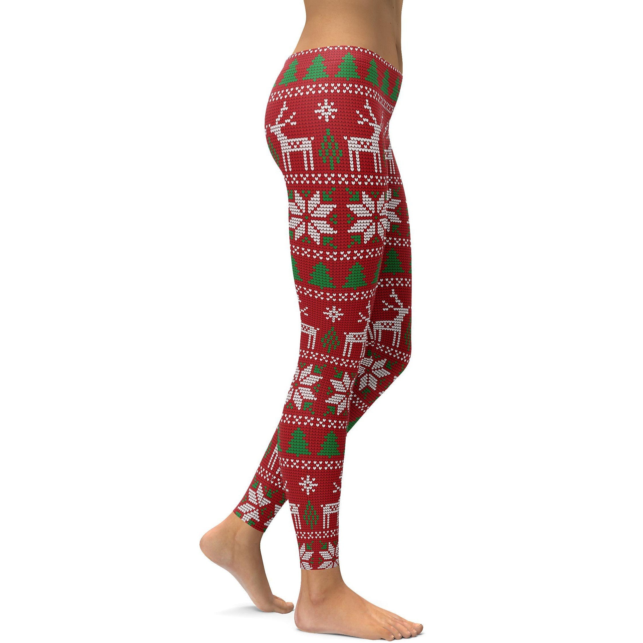 Red Ugly Christmas Leggings - GearBunch Leggings / Yoga Pants