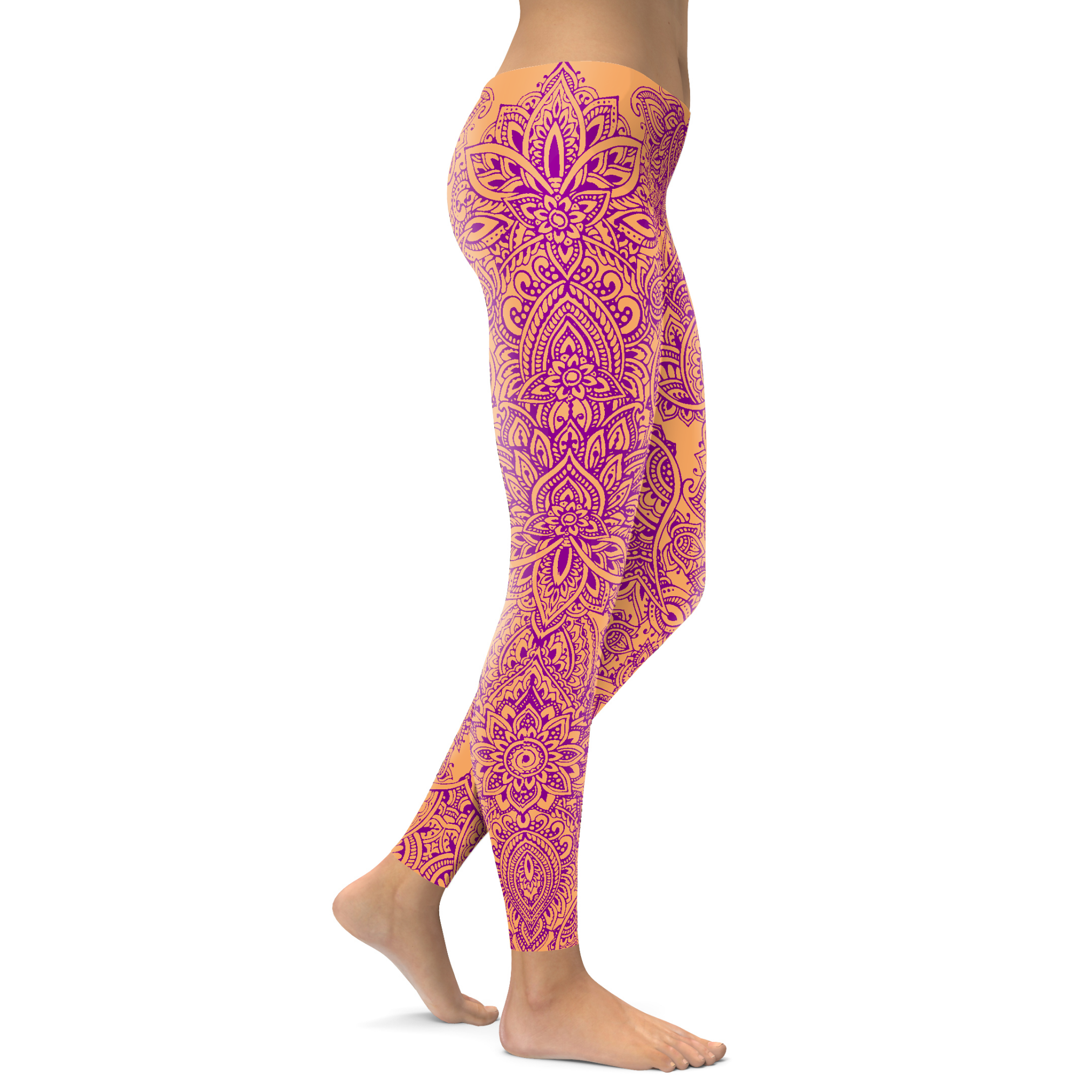 Gearbunch | Coral and Purple Henna Tattoo Leggings