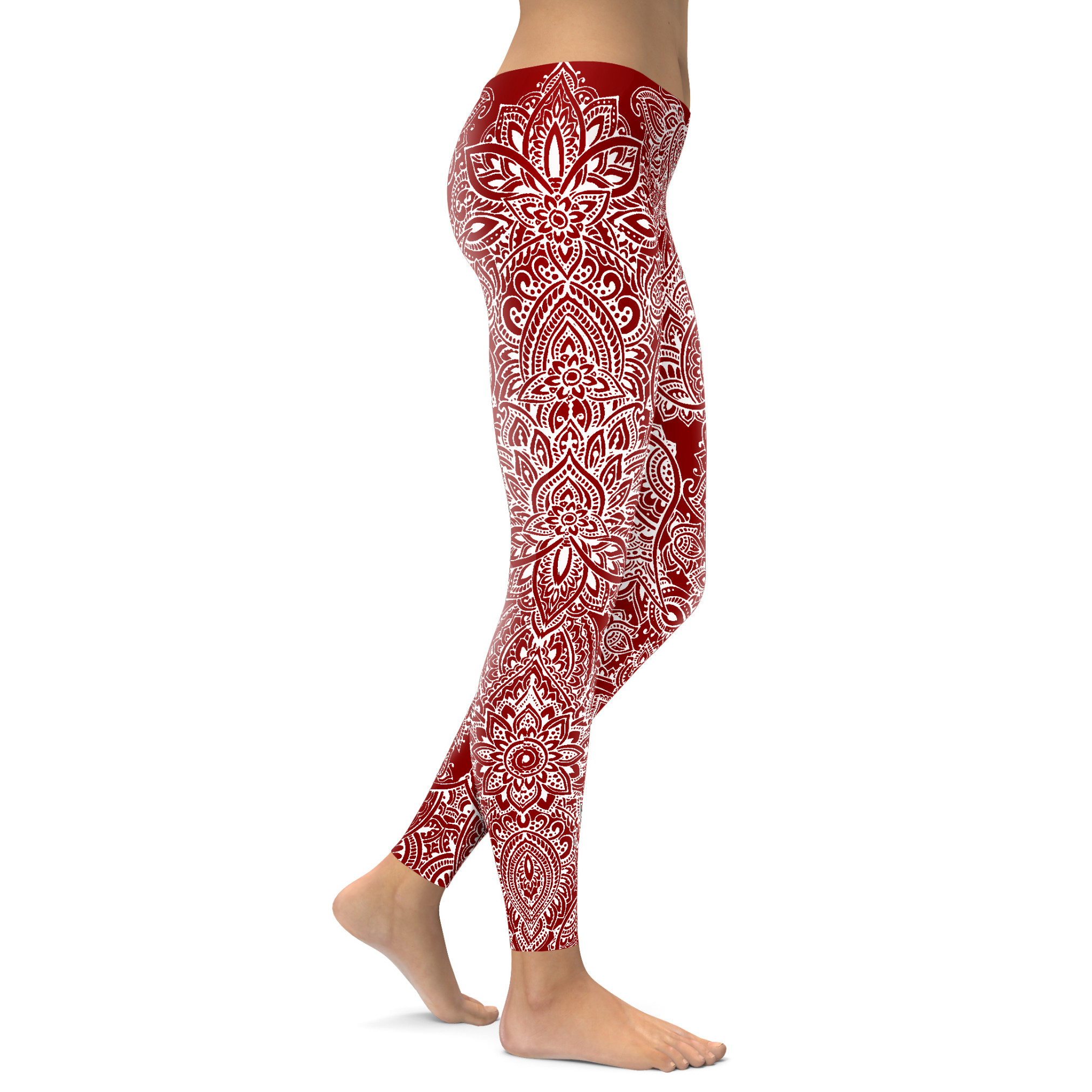 Gearbunch | Maroon and Snow Henna Tattoo Leggings