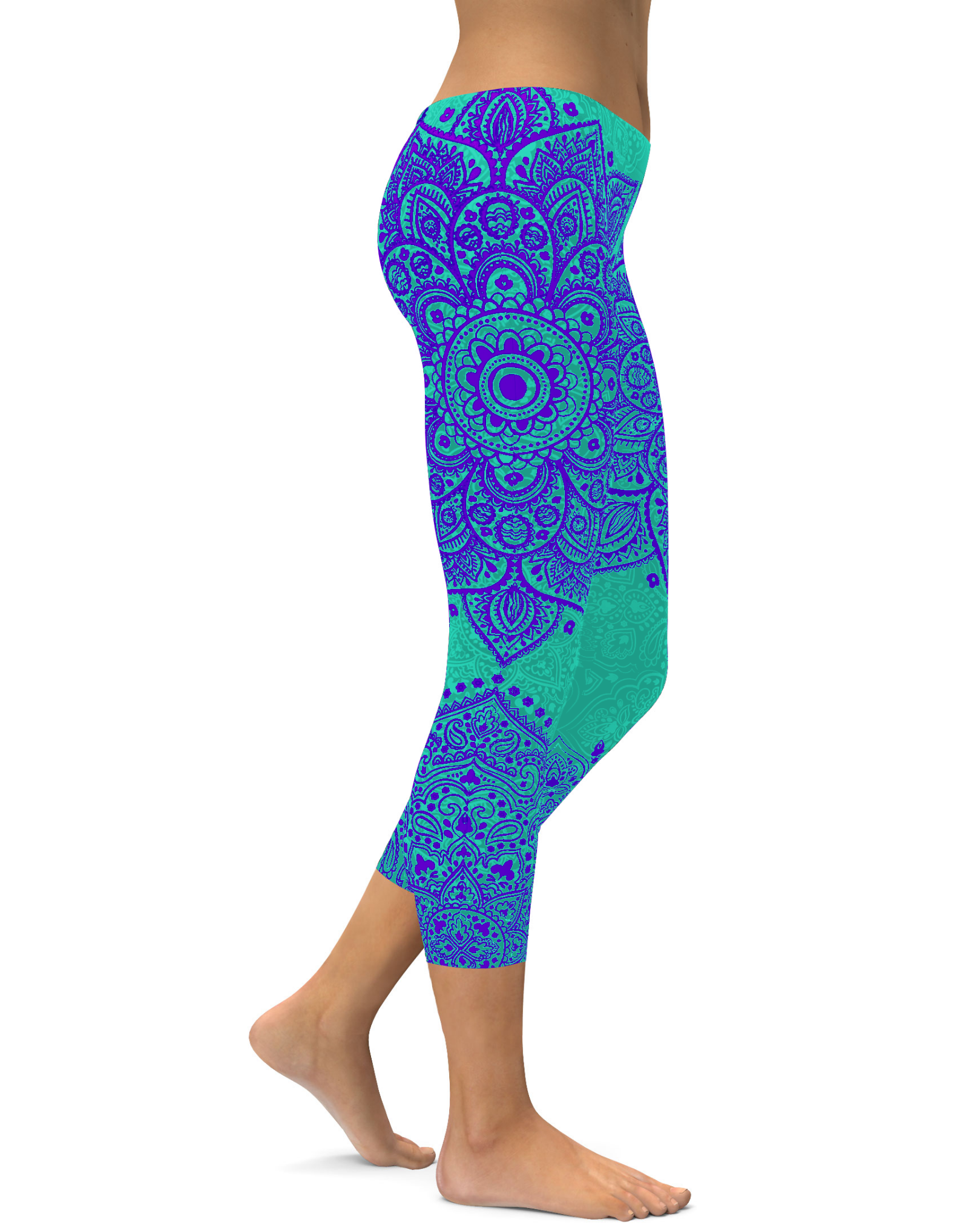 Gearbunch | Turquoise and Purple Mandala Capris