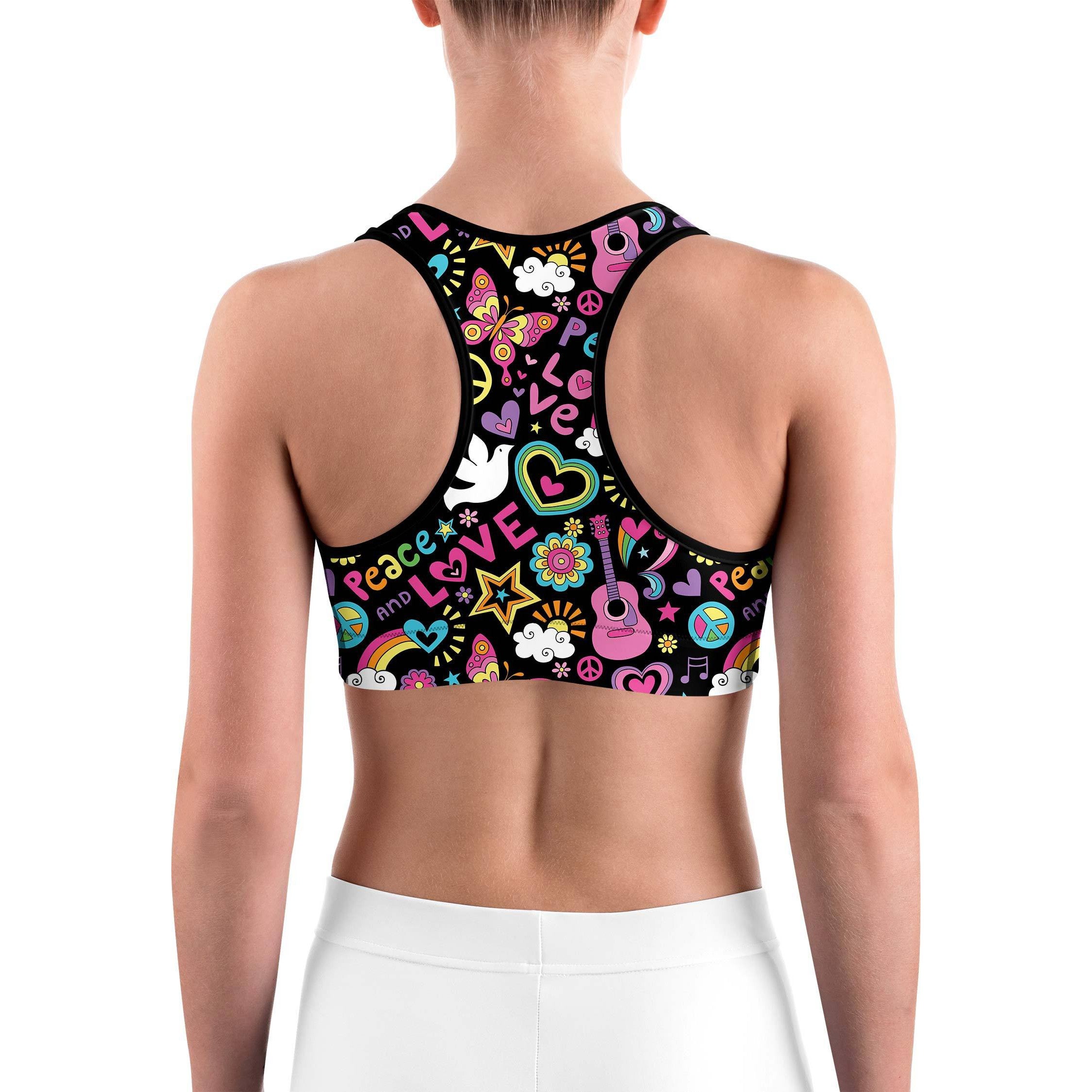Peace and Love Sports Bra | GearBunch