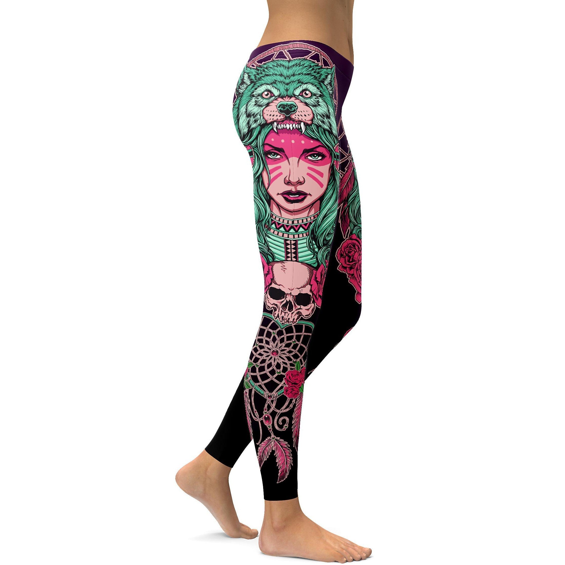 Native American Warrior Leggings - GearBunch Leggings / Yoga Pants