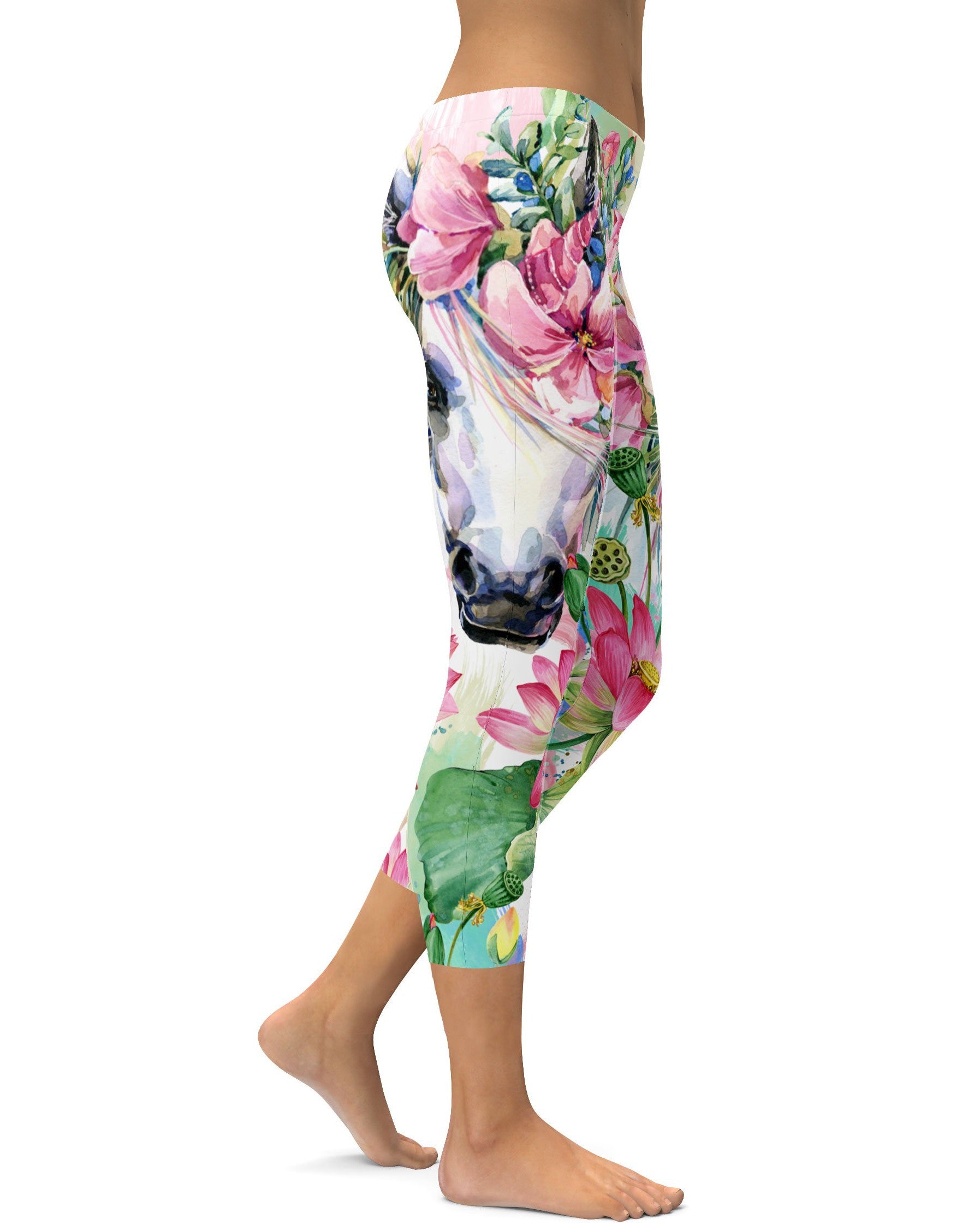 Colorful Horse Capris - GearBunch Leggings / Yoga Pants