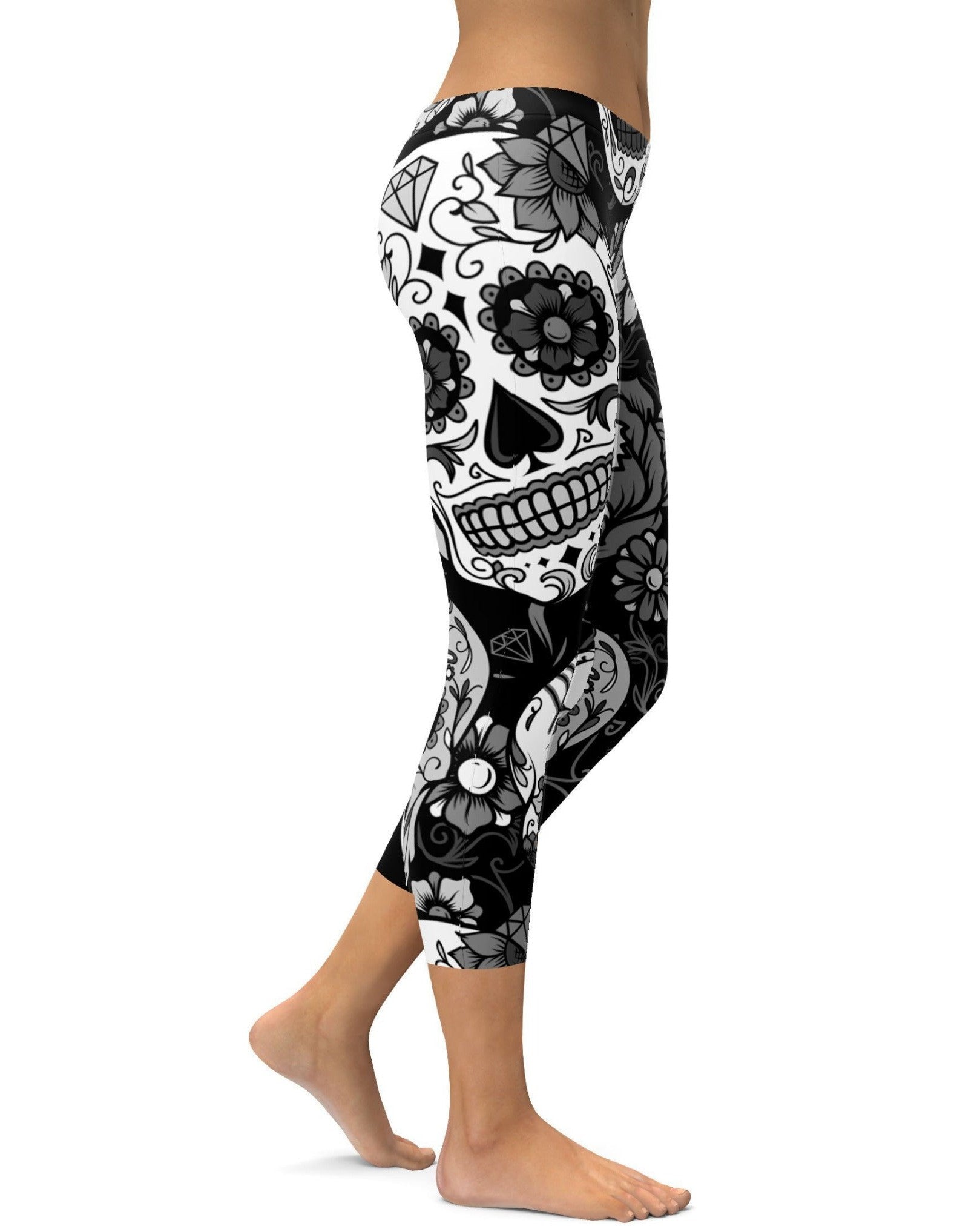 GearBunch | Black & White Sugar Skull Capris