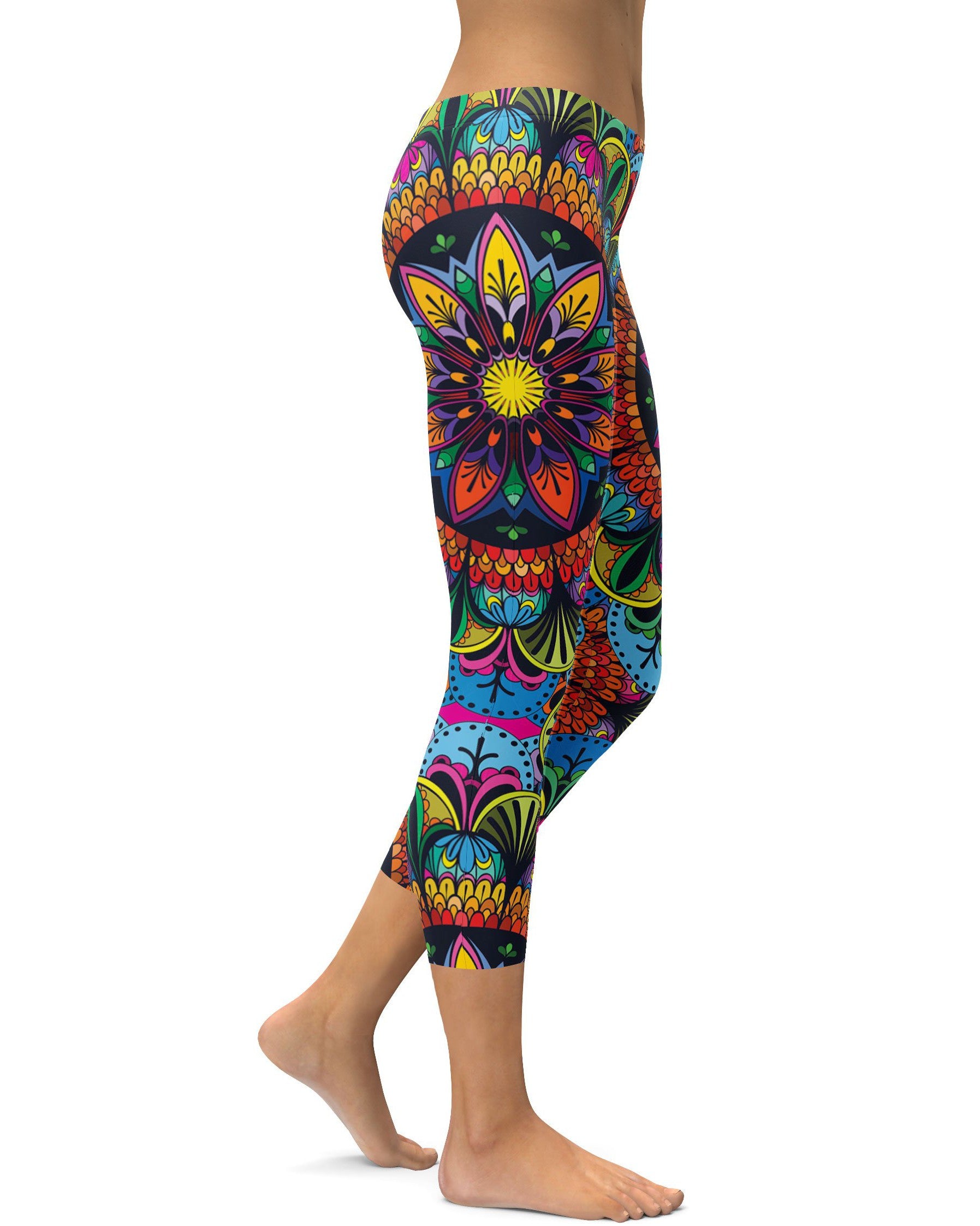 Colorful Mandala Capris - GearBunch Leggings / Yoga Pants