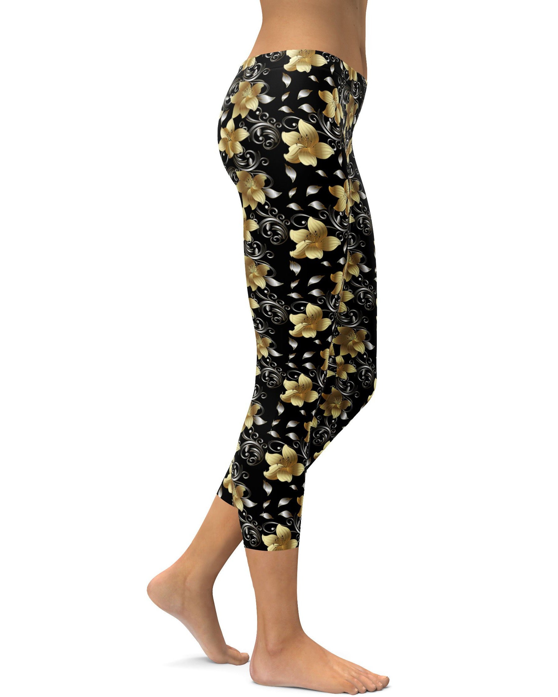 Golden Flowers Capris