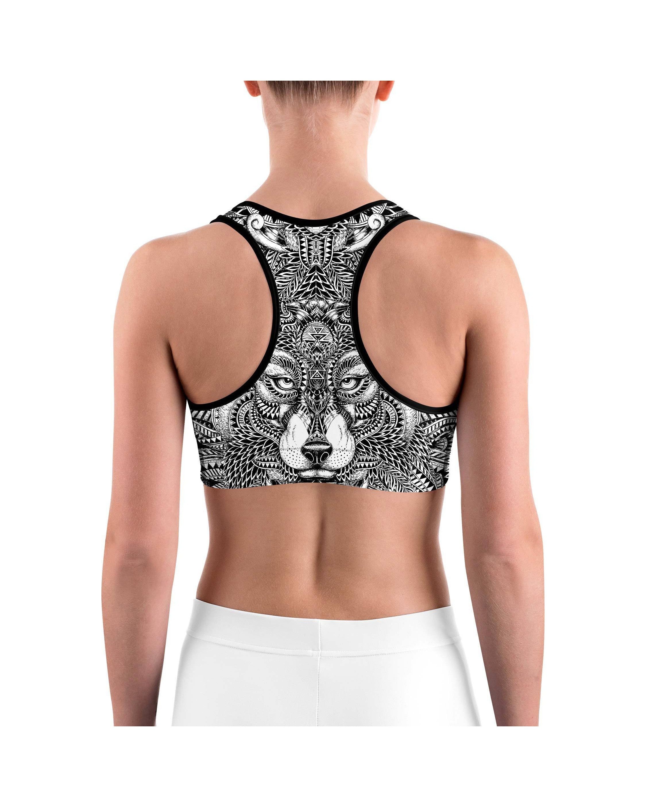 Zentangle Wolf Sports bra
