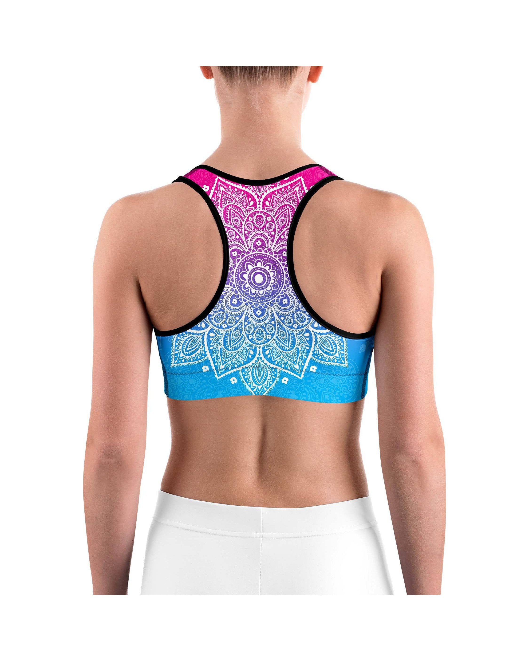 Pink to Blue Mandala Sports bra