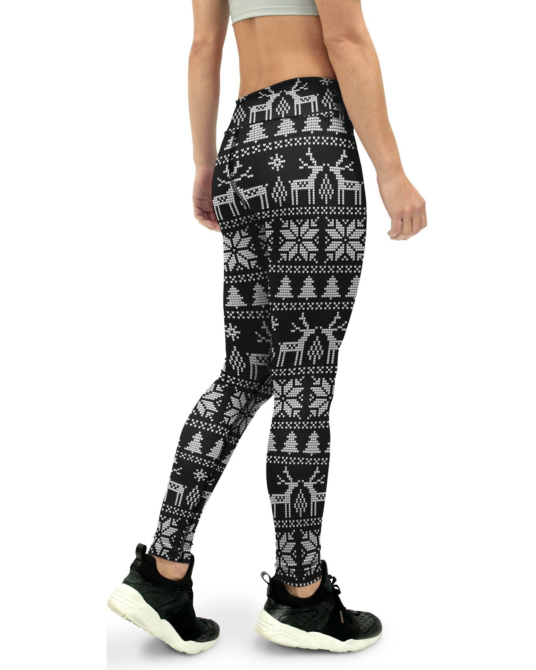 B&W Ugly Christmas Yoga Pants - GearBunch Leggings / Yoga Pants