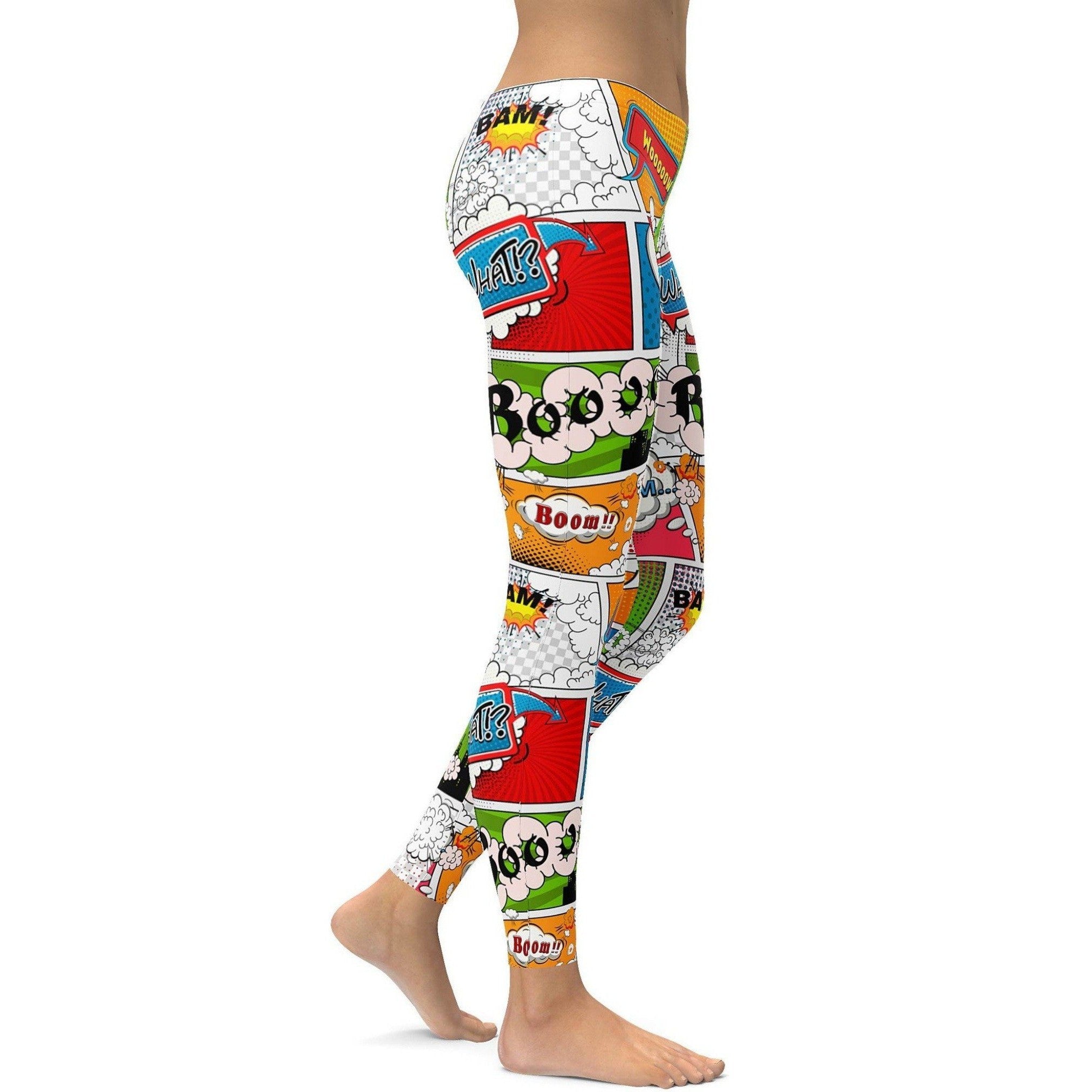 Womens Workout Yoga Comic Book Super Hero Leggings Red/White/Yellow/Green | Gearbunch.com