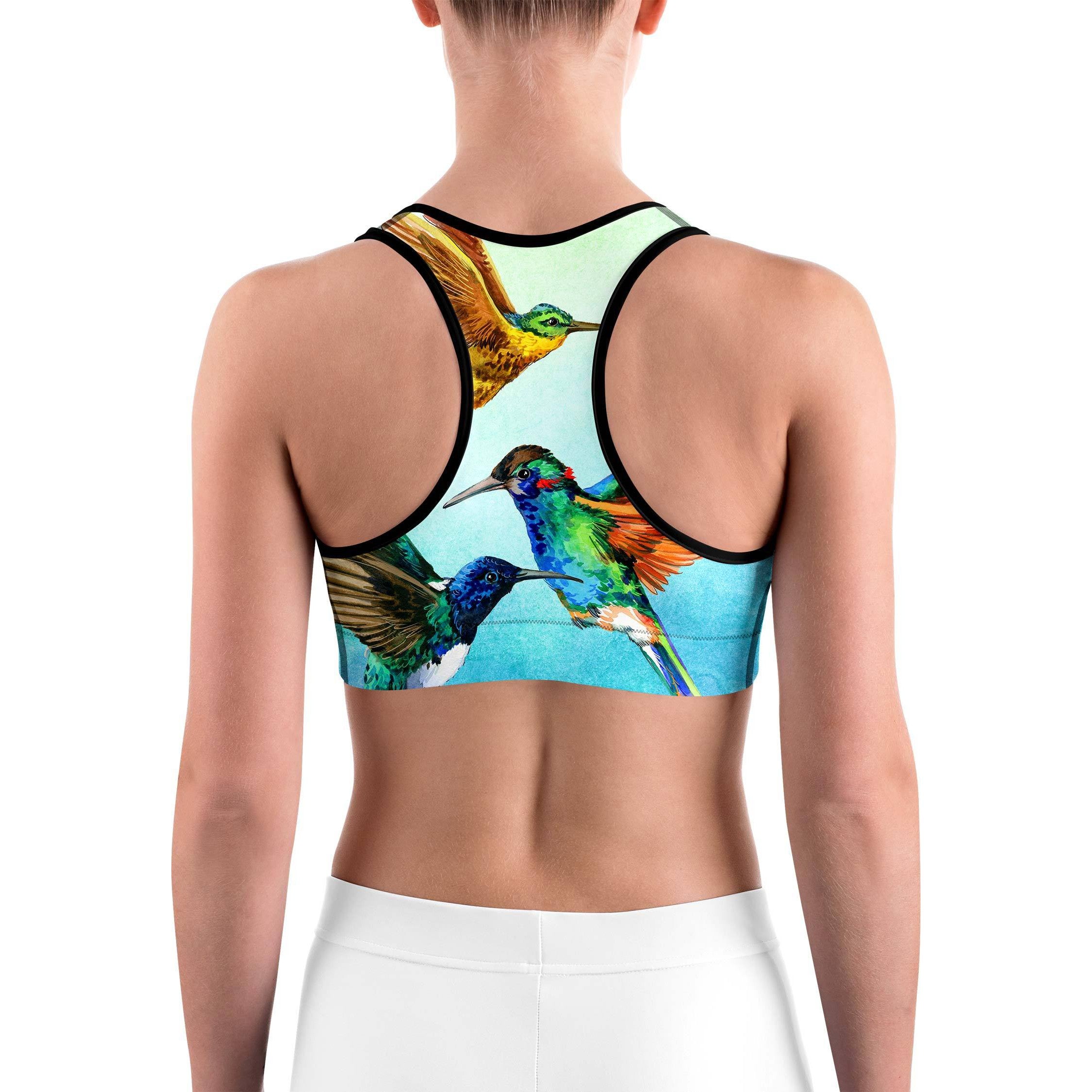 Watercolor Hummingbird Sports bra
