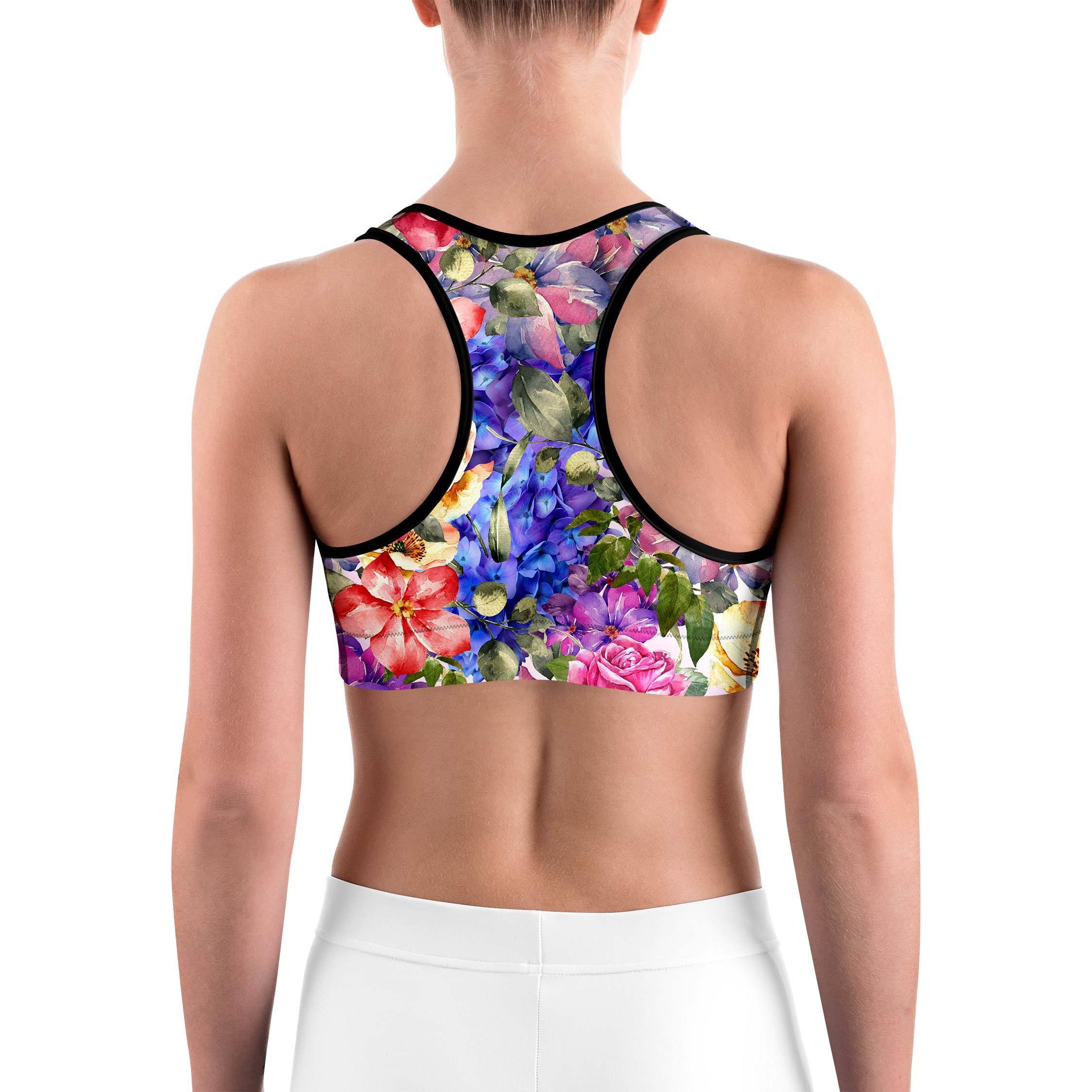 Colorful Floral Sports bra - GearBunch Leggings / Yoga Pants