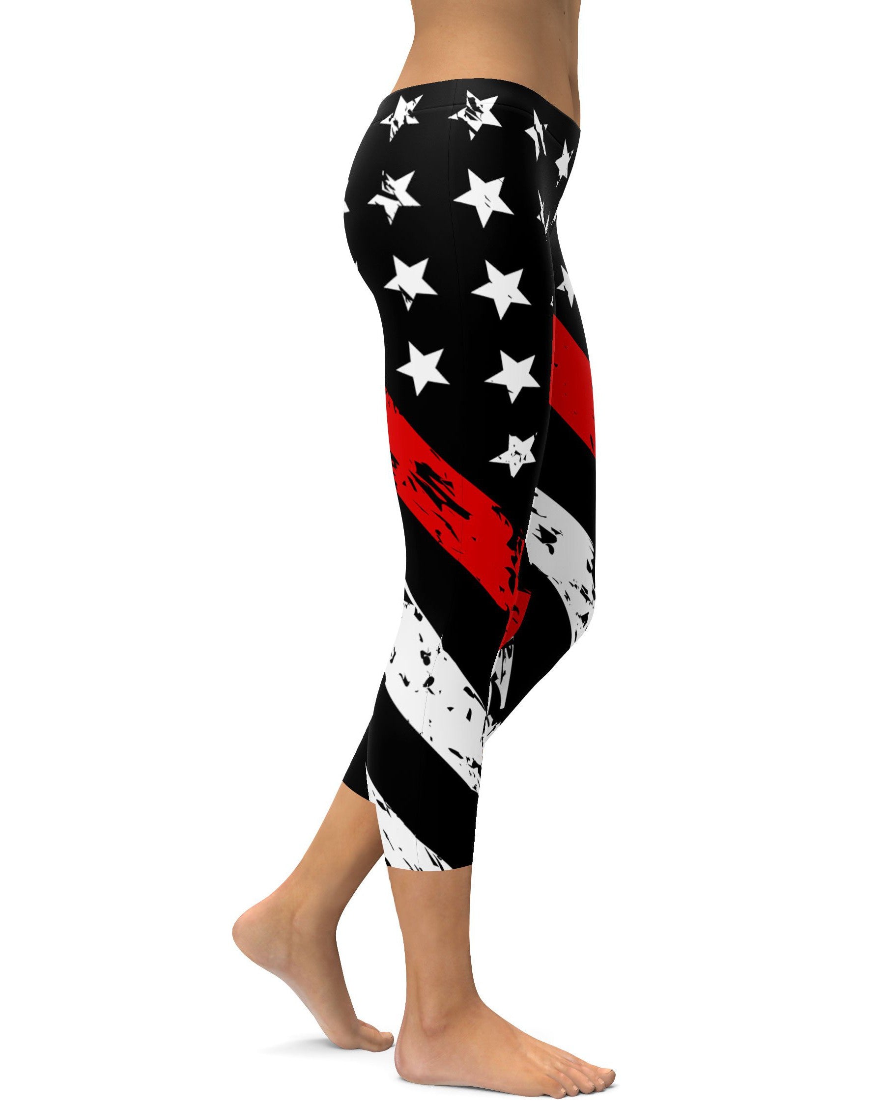 Thin Red Line Capris - GearBunch Leggings / Yoga Pants