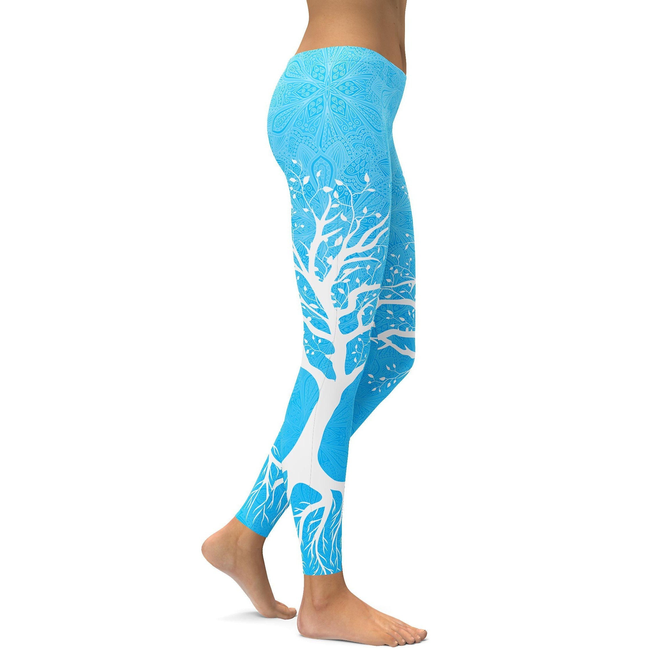 Sky Blue Tree of Life Leggings - GearBunch Leggings / Yoga Pants