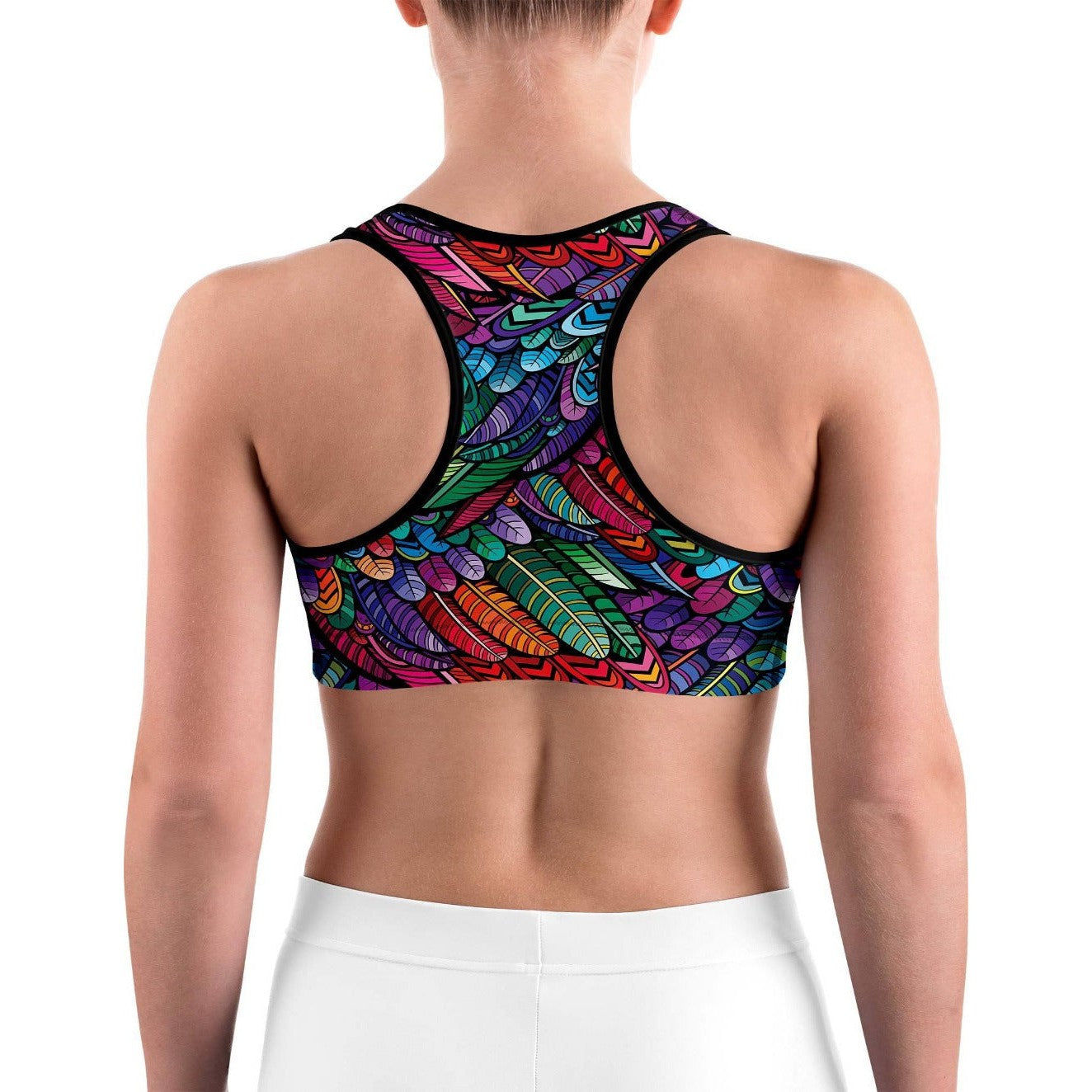 Colorful Feathers Sports bra | GearBunch
