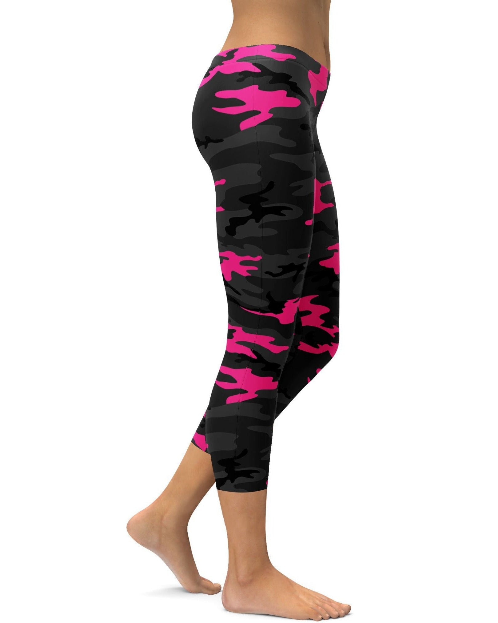 Womens workout and yoga Dark Pink Camo Capris legging