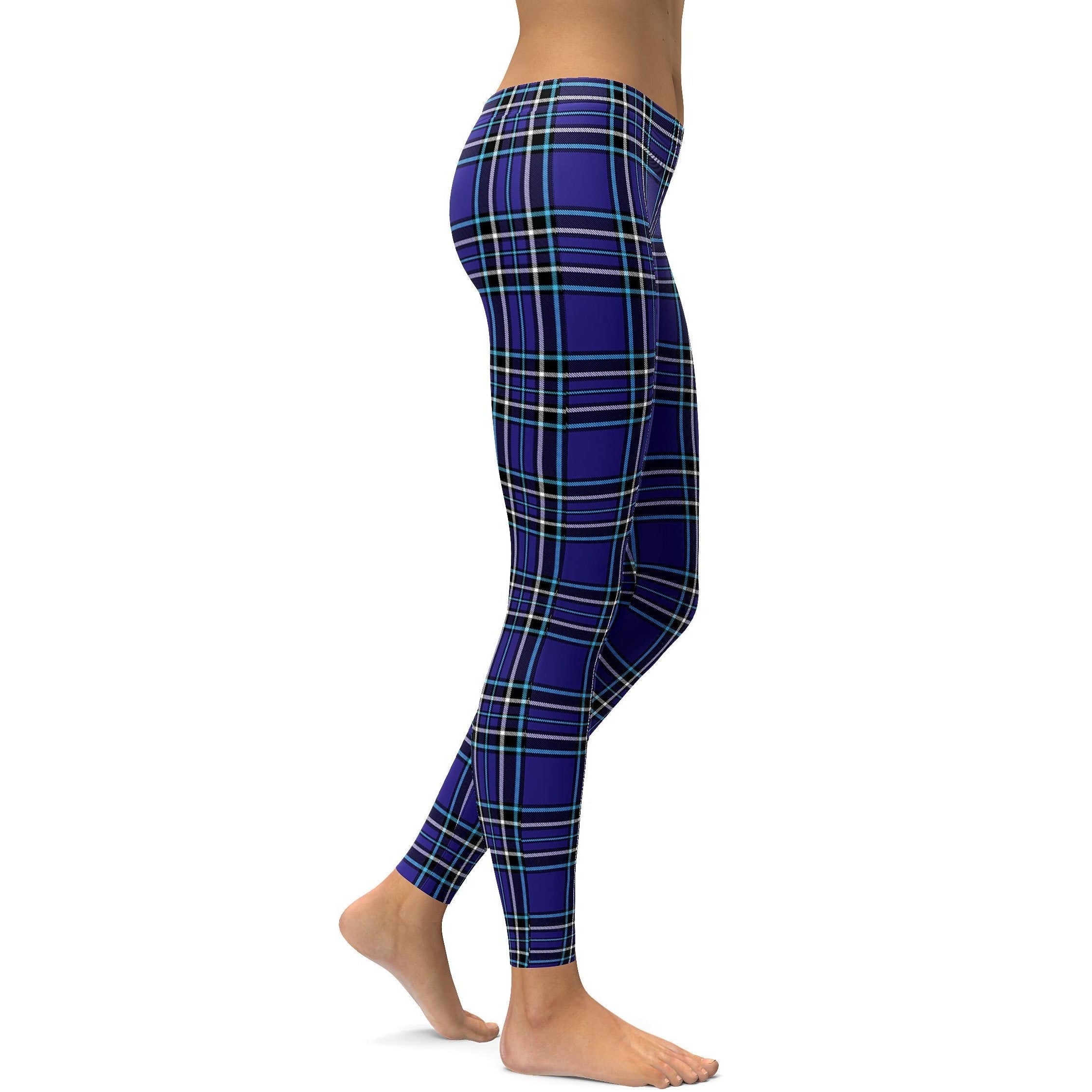Navy Blue Tartan Leggings