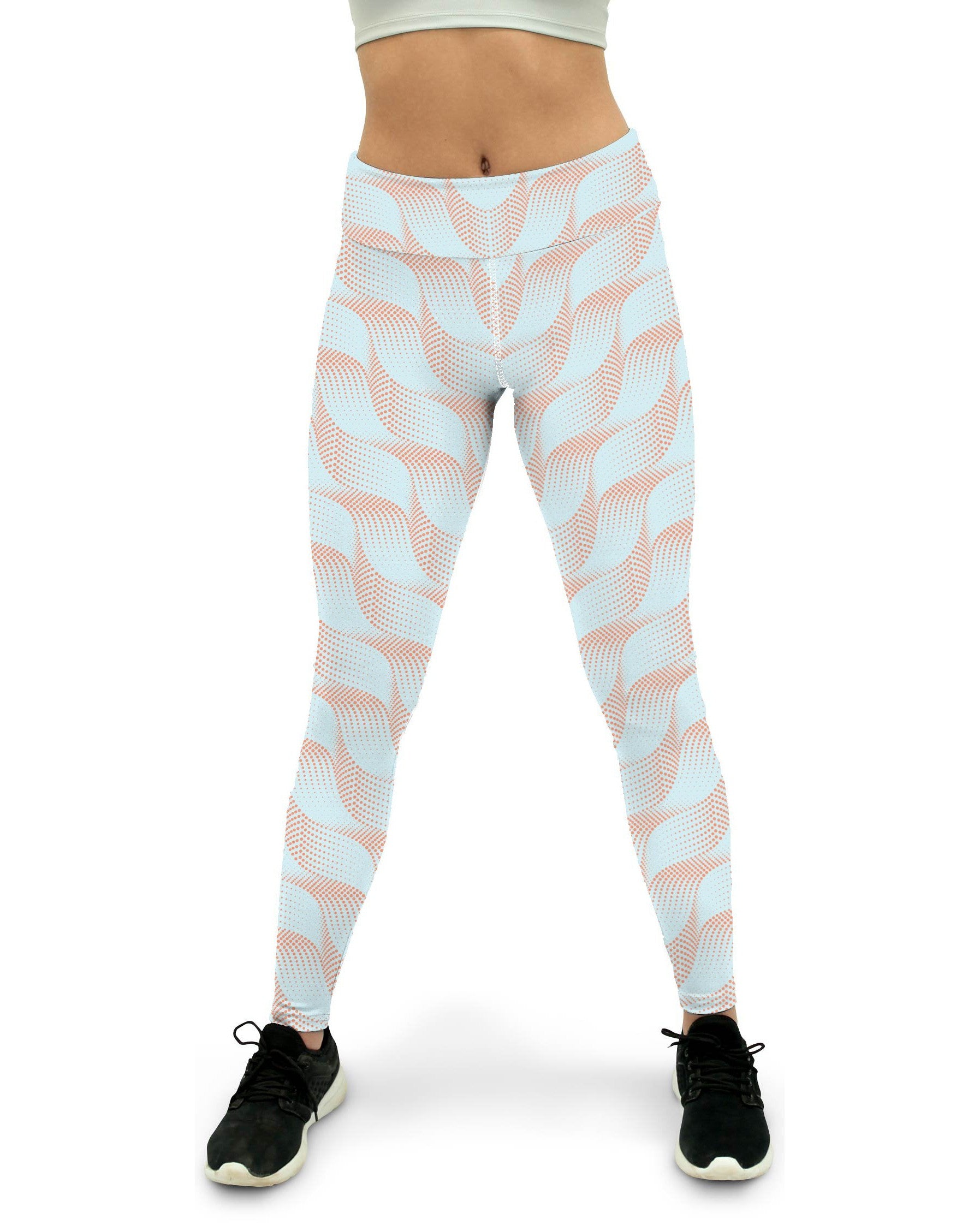 Light Blue & Apricot Wave Yoga Pants Gearbunch
